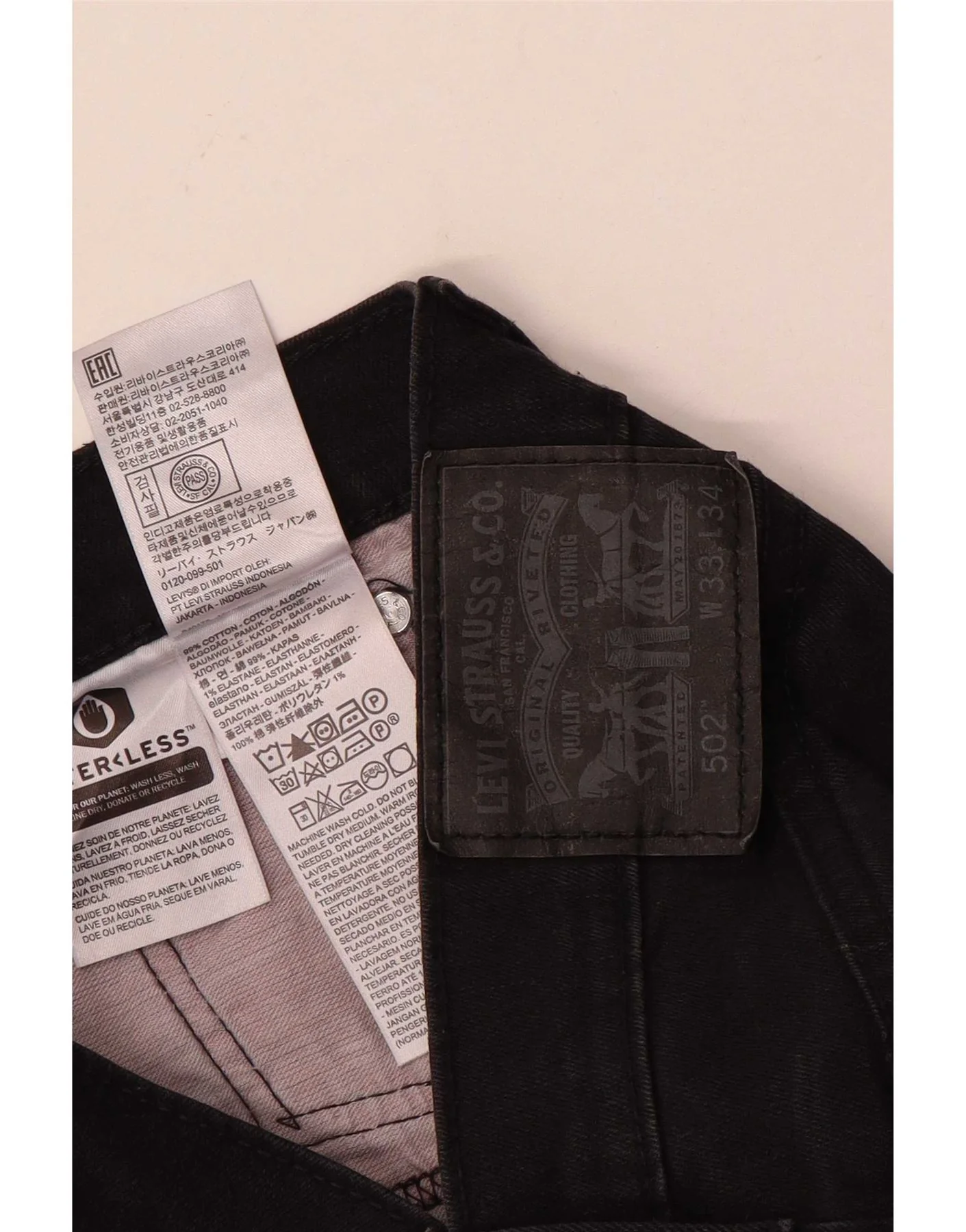 Levi's Mens 502 Tapered Jeans W33 L34 Black Cotton - Image 4