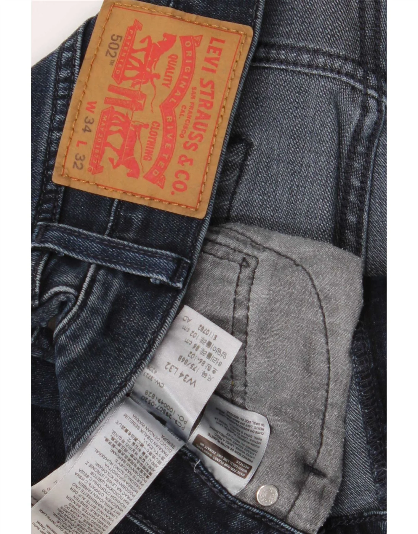 Levi's Mens 502 Tapered Jeans W34 L32 Navy Blue Cotton - Image 4