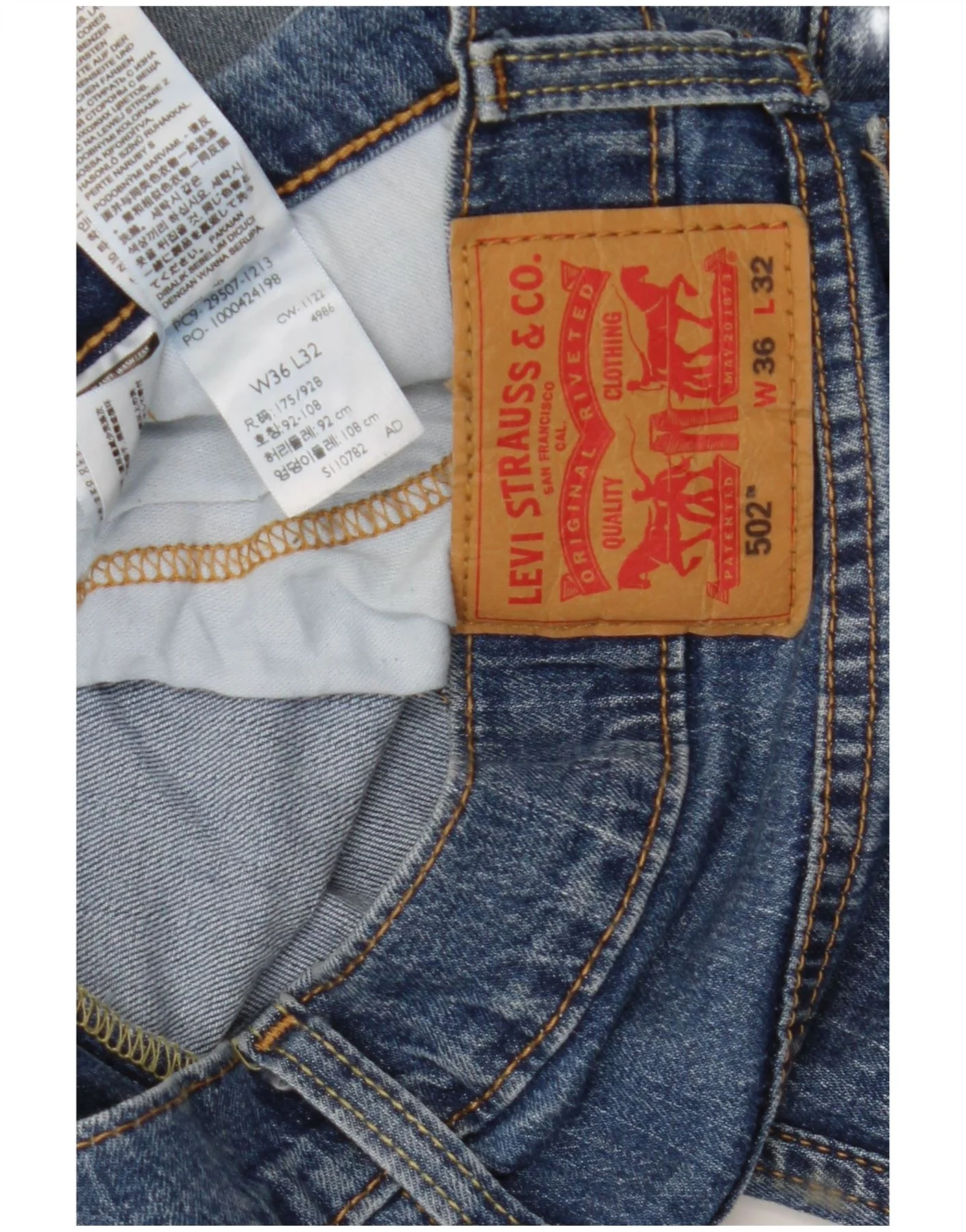 Levi's Mens 502 Tapered Jeans W36 L32 Blue Cotton - Image 5