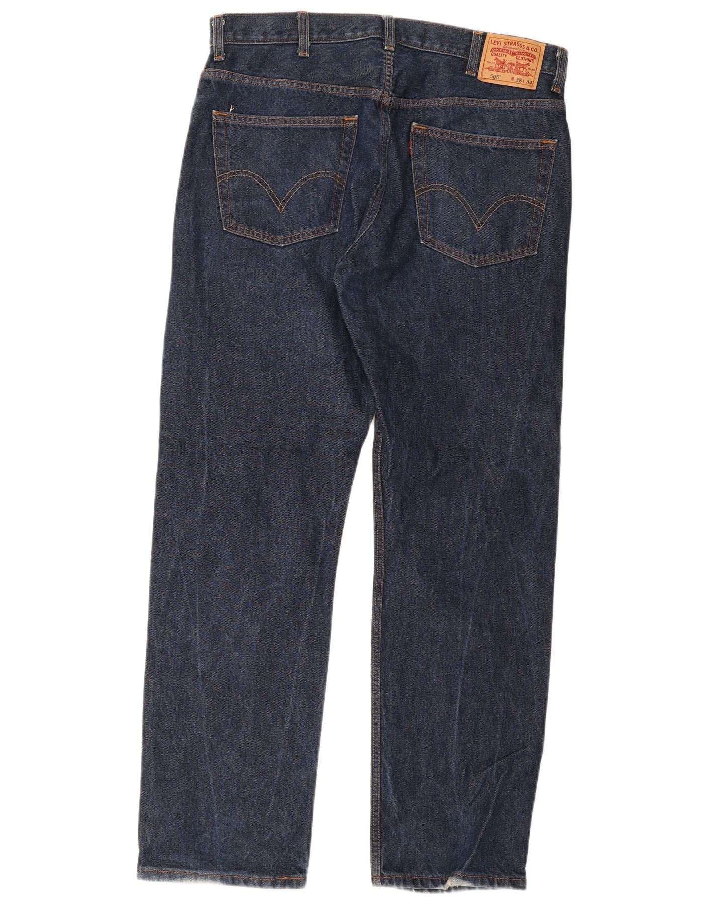 Levi's Mens 505 Regular Fit Straight Jeans W38 L34 Navy Blue Cotton - Image 2
