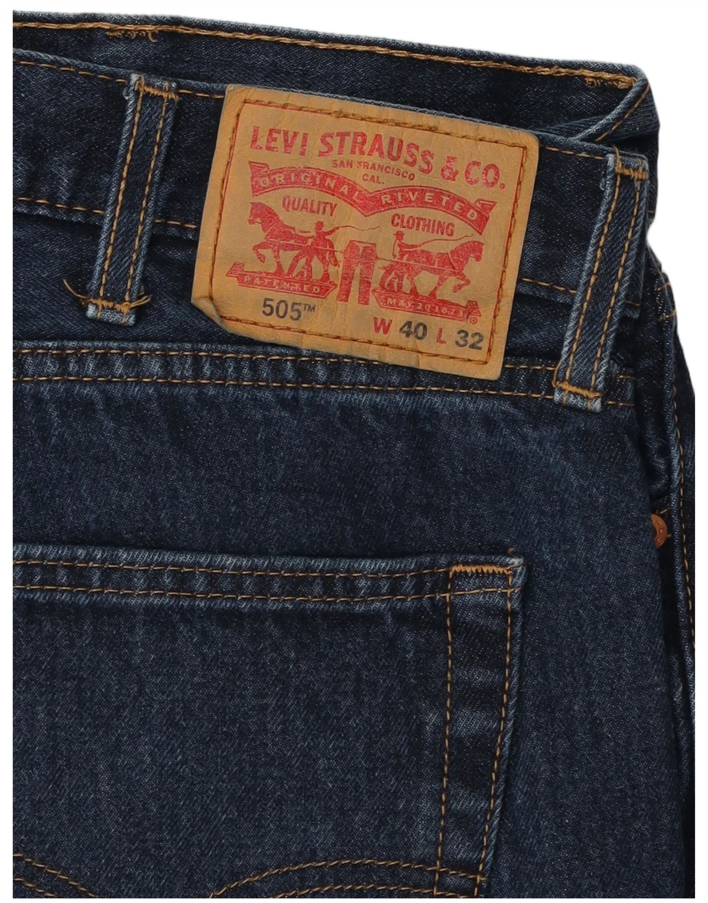 Levi's Mens 505 Straight Jeans W40 L30 Navy Blue Cotton - Image 3