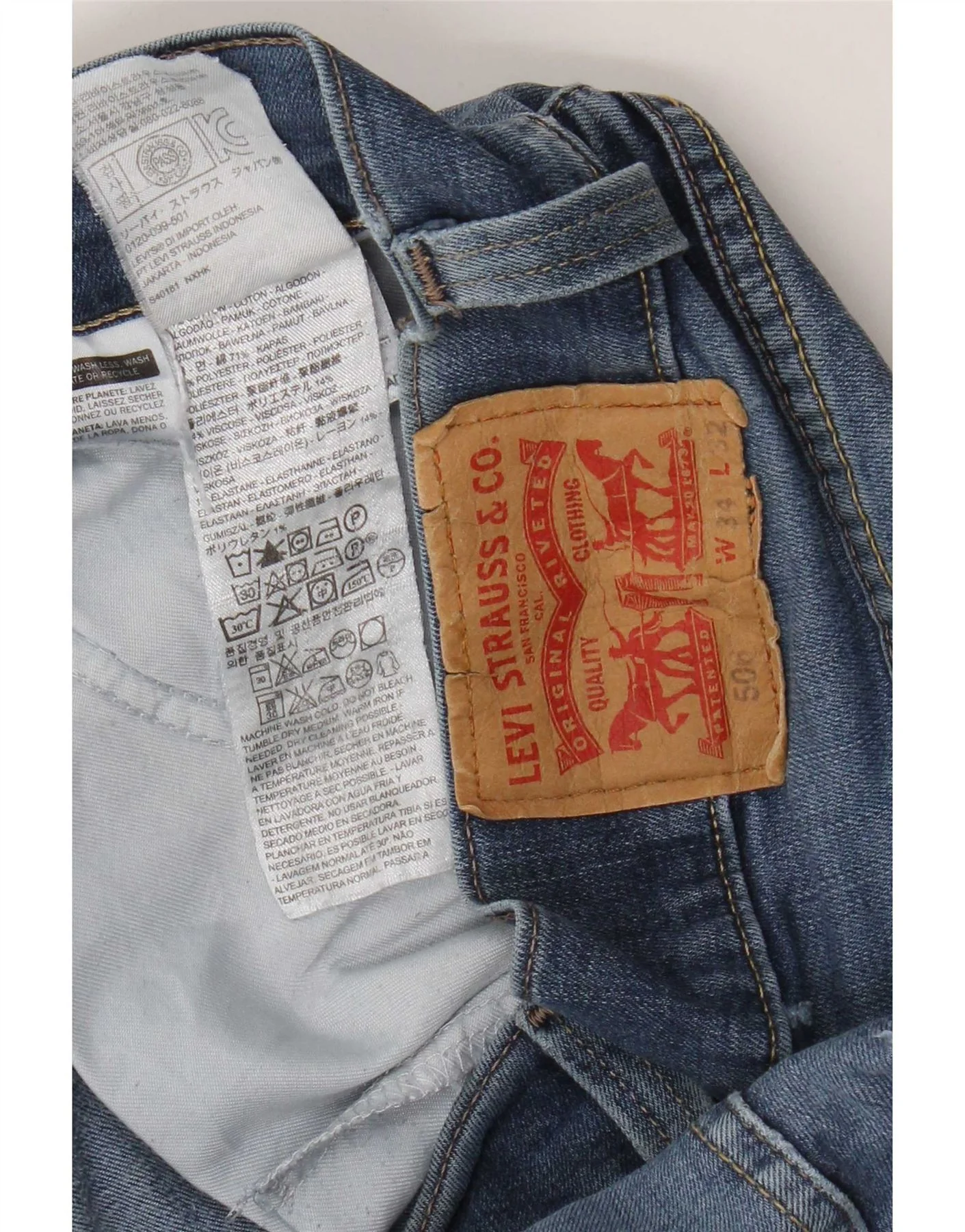 Levi's Mens 506 Straight Jeans W34 L32 Blue Cotton - Image 3