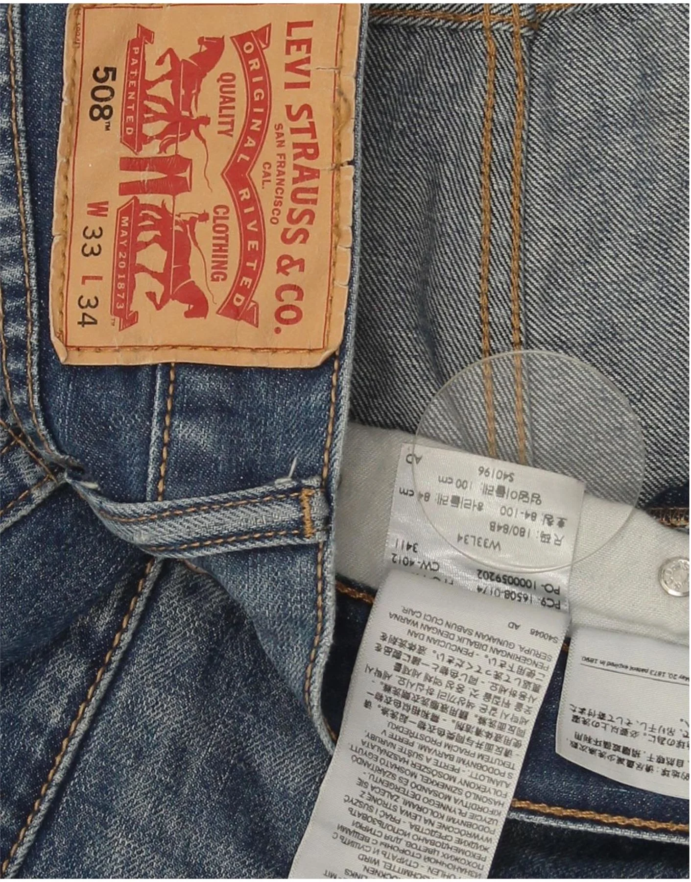 Levi's Mens 508 Regular Tapered Jeans W33 L34 Blue Cotton - Image 5