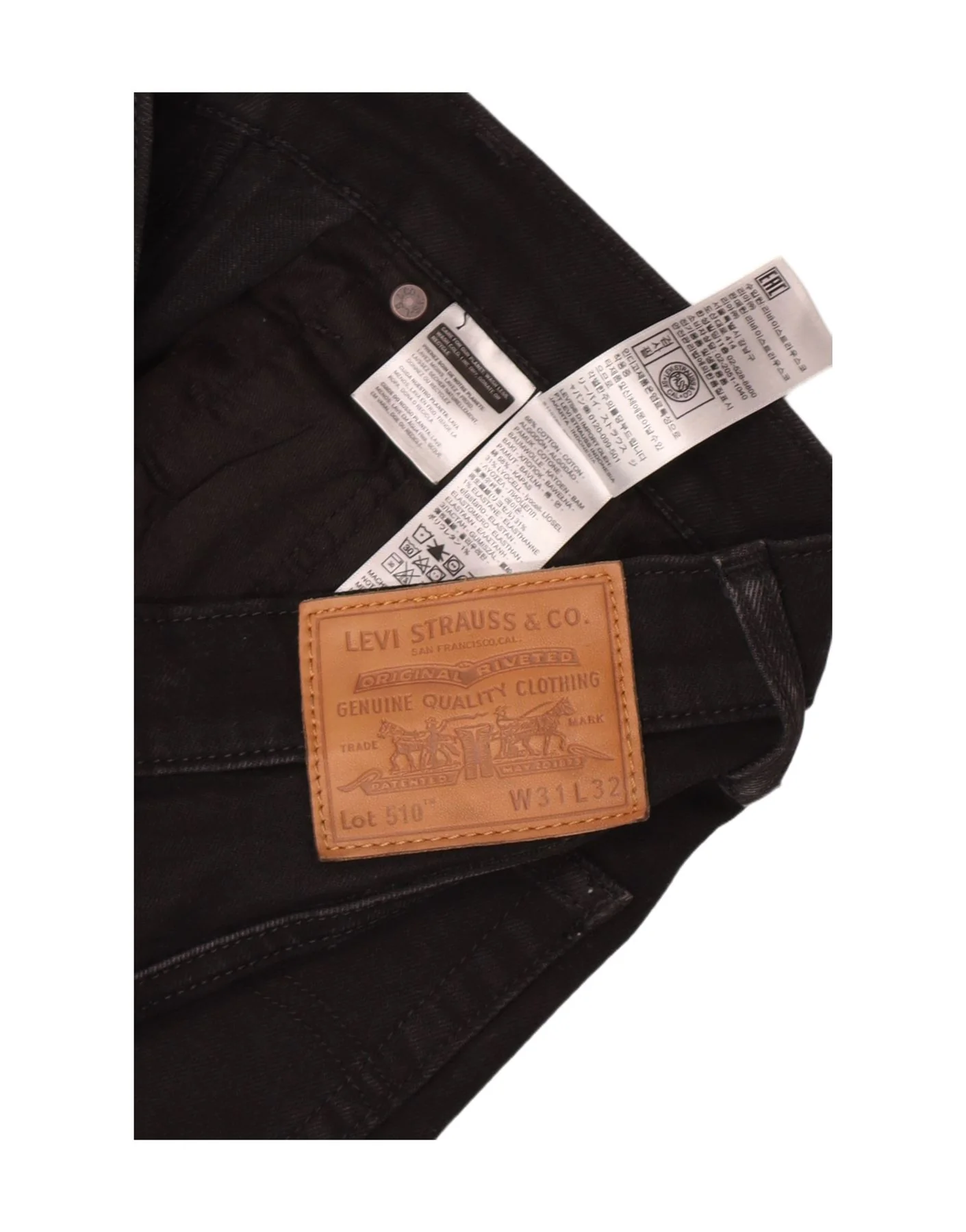 Levi's Mens 510 Skinny Jeans W31 L29 Black Cotton - Image 3