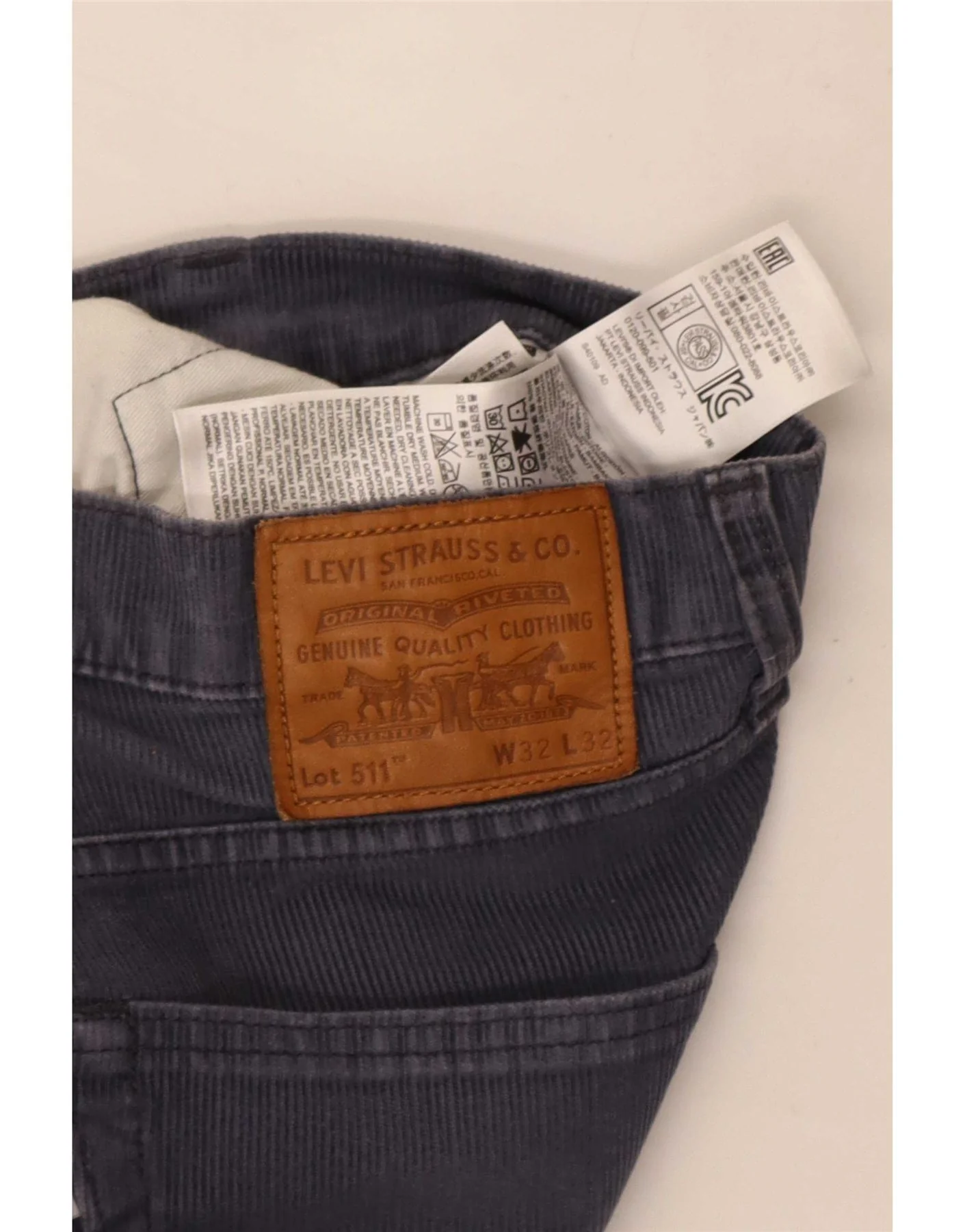 Levi's Mens 511 Slim Corduroy Trousers W32 L26 Navy Blue Cotton - Image 4