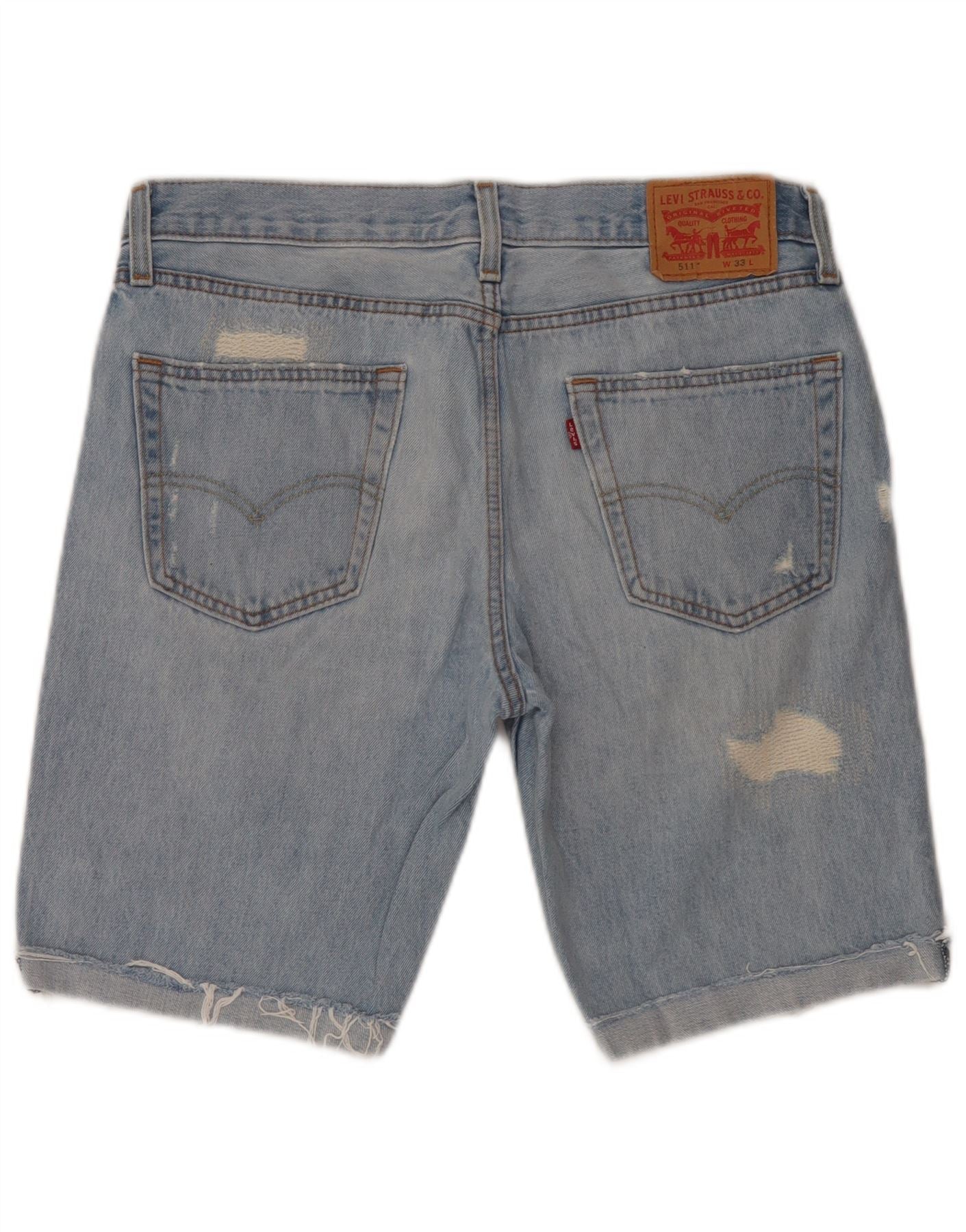 Levi's Mens 511 Slim Fit Distressed Denim Shorts W33 Medium Blue Cotton - Image 2