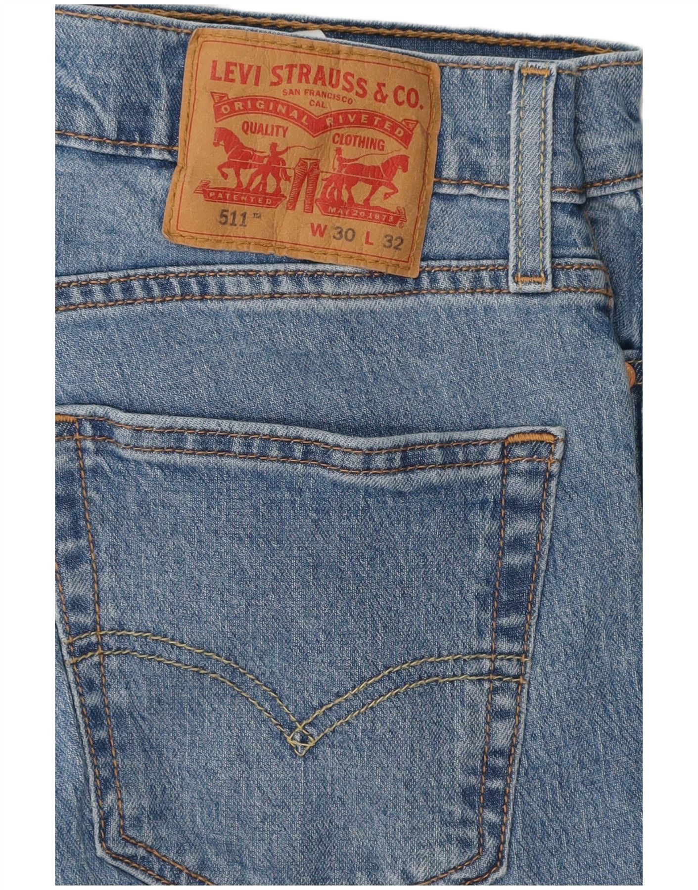 Levi's Mens 511 Slim Jeans W30 L32 Blue Cotton - Image 3