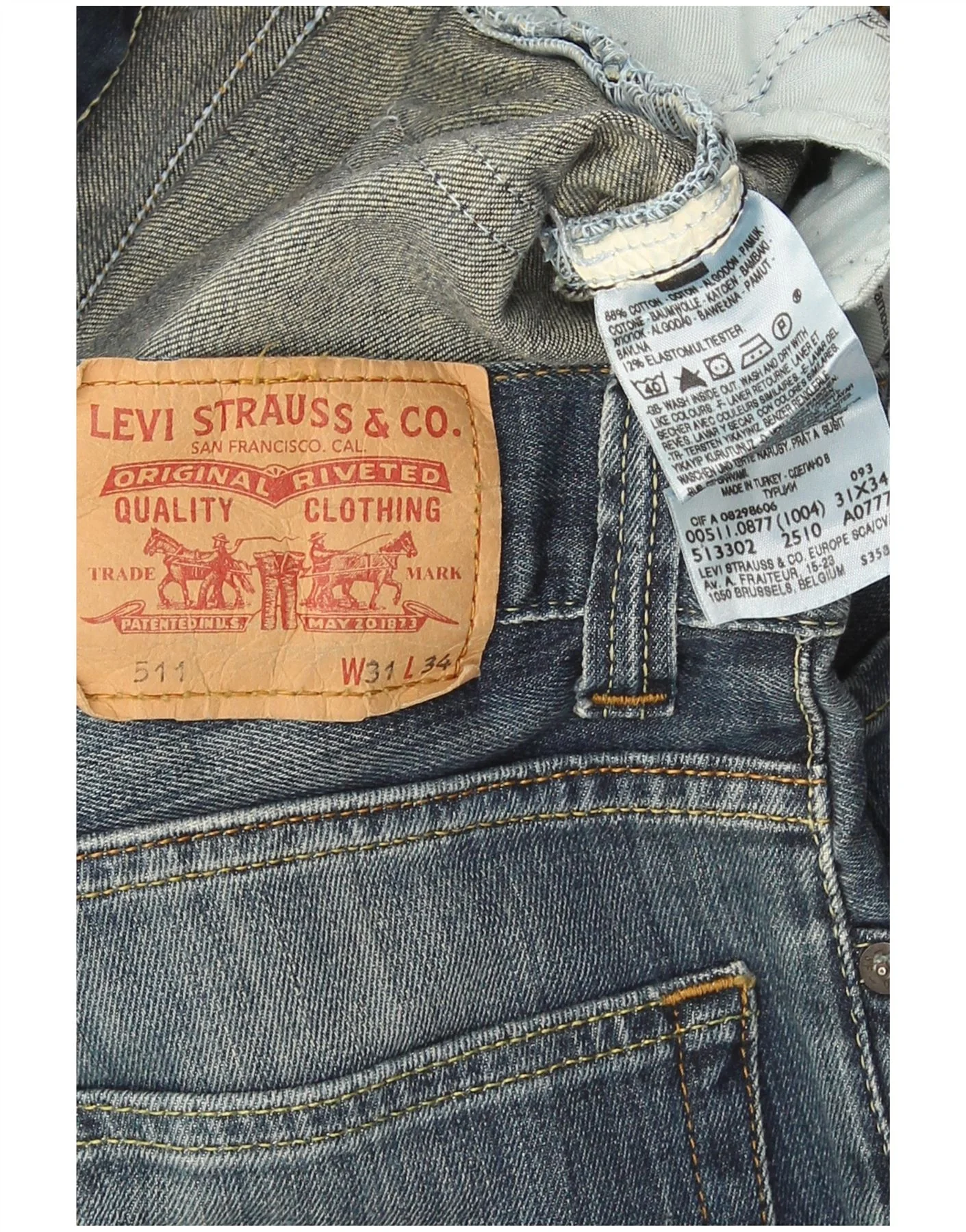 Levi's Mens 511 Slim Jeans W31 L34 Navy Blue Cotton - Image 3