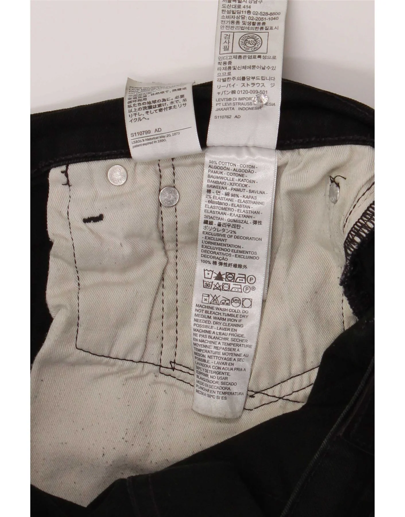 Levi's Mens 512 Tapered Slim Jeans W36 L32 Black Cotton - Image 3