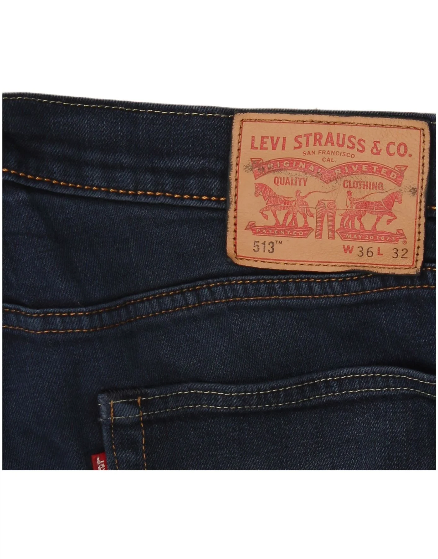 Levi's Mens 513 Slim Straight Jeans W36 L32 Navy Blue Cotton - Image 4