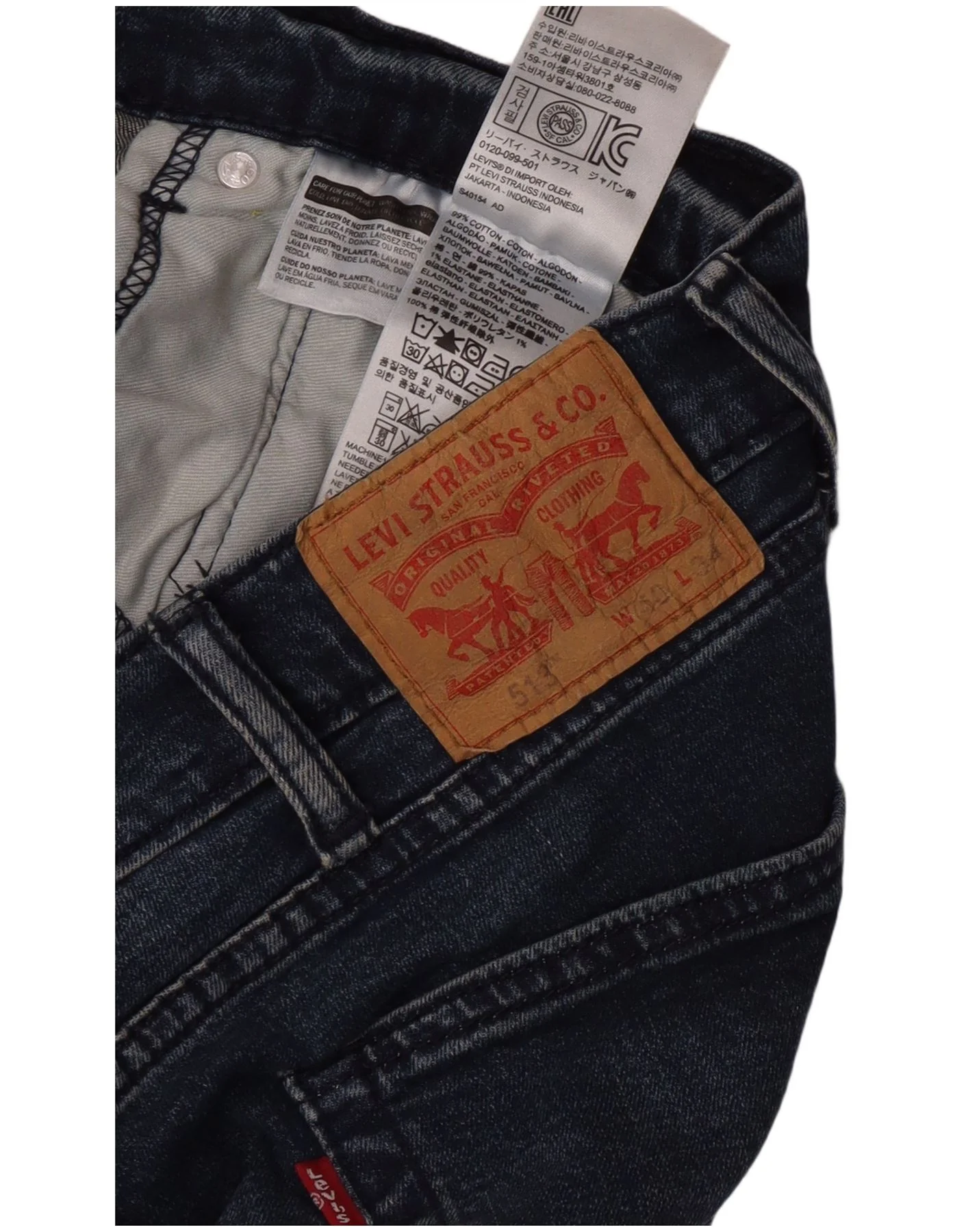 Levi's Mens 513 Slim Straight Jeans W40 L27 Blue Cotton - Image 3
