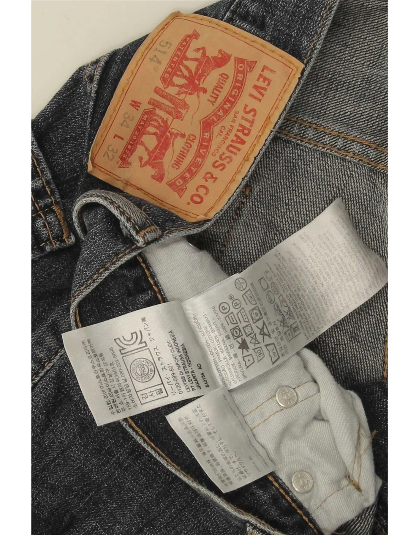 Levi's Mens 514 Capri Straight Jeans W34 L21 Blue Cotton - Image 3