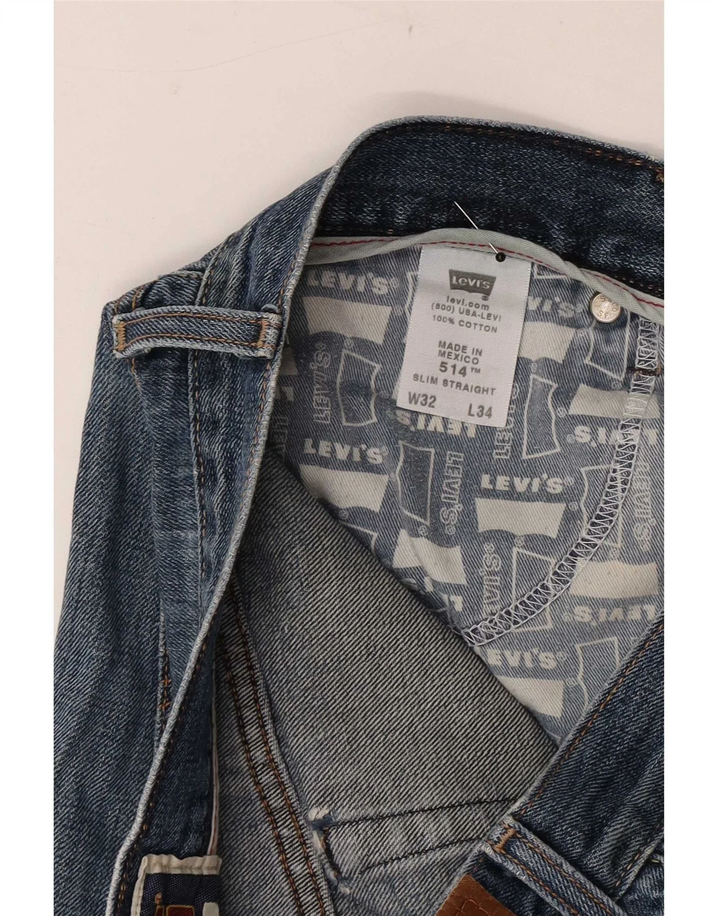 Levi's Mens 514 Distressed Slim Straight Jeans W32 L34 Blue Cotton - Image 4