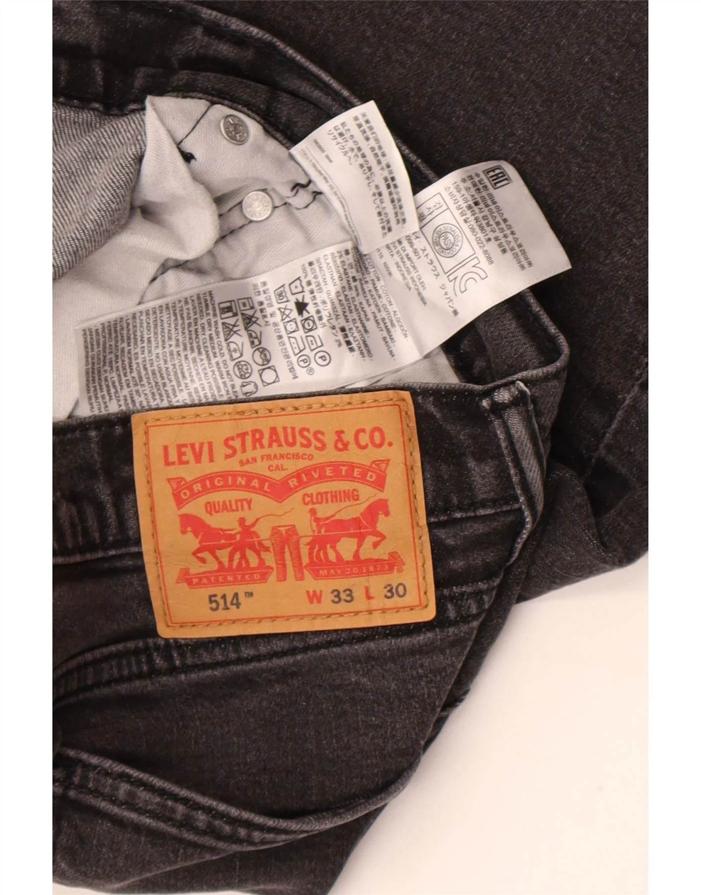Levi's Mens 514 Straight Jeans W33 L30 Grey Cotton - Image 3