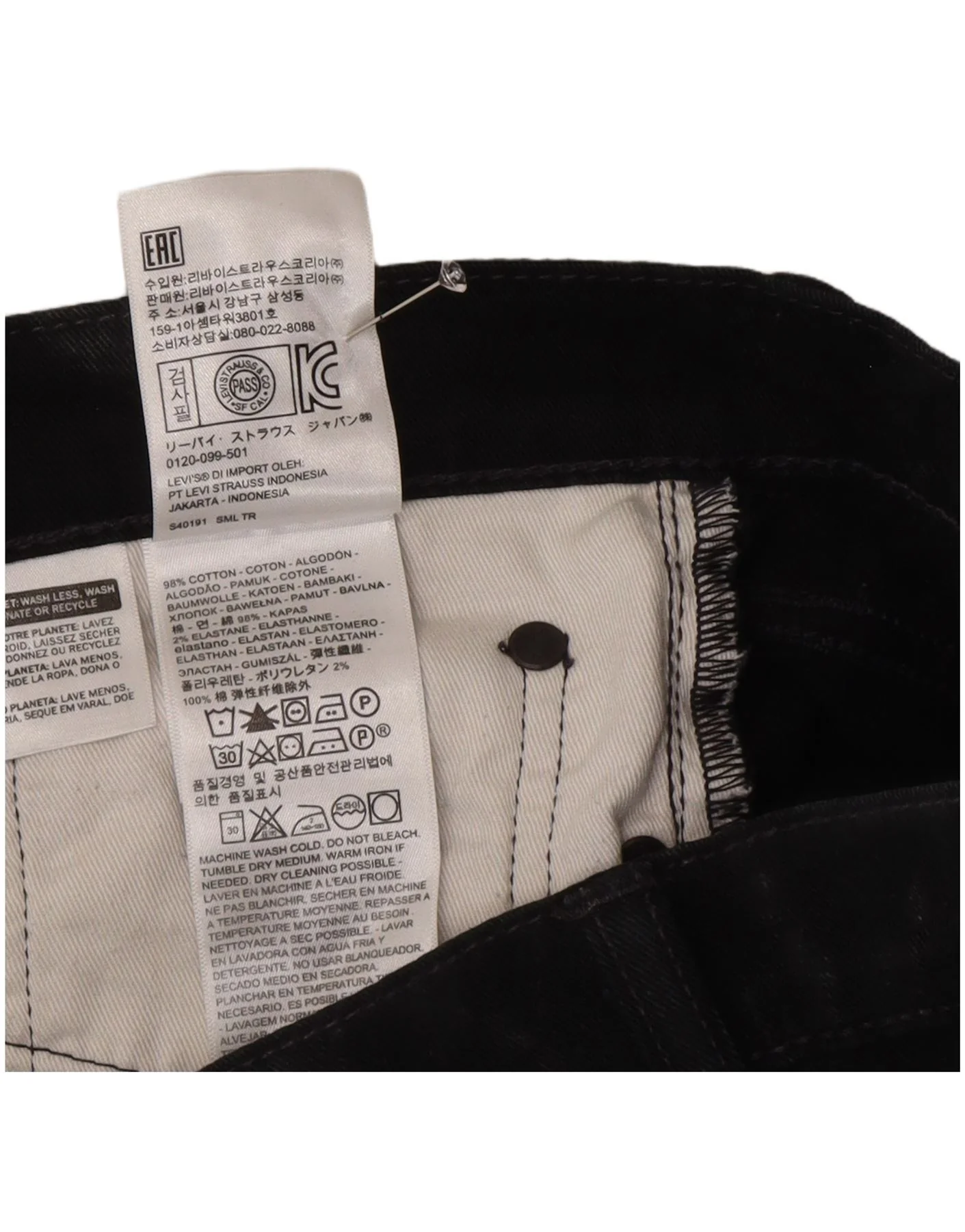 Levi's Mens 514 Straight Jeans W34 L32 Black Cotton - Image 4