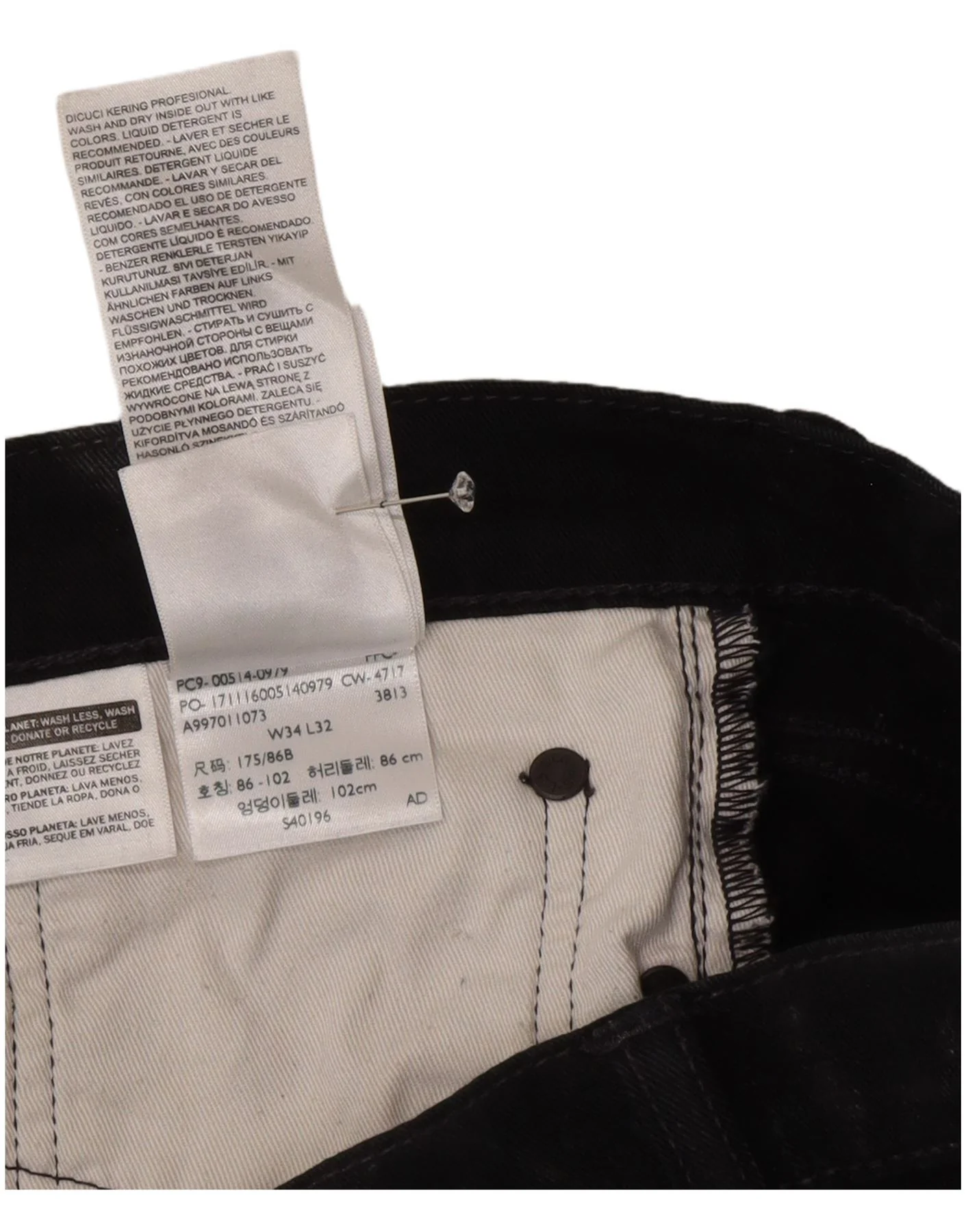 Levi's Mens 514 Straight Jeans W34 L32 Black Cotton - Image 5