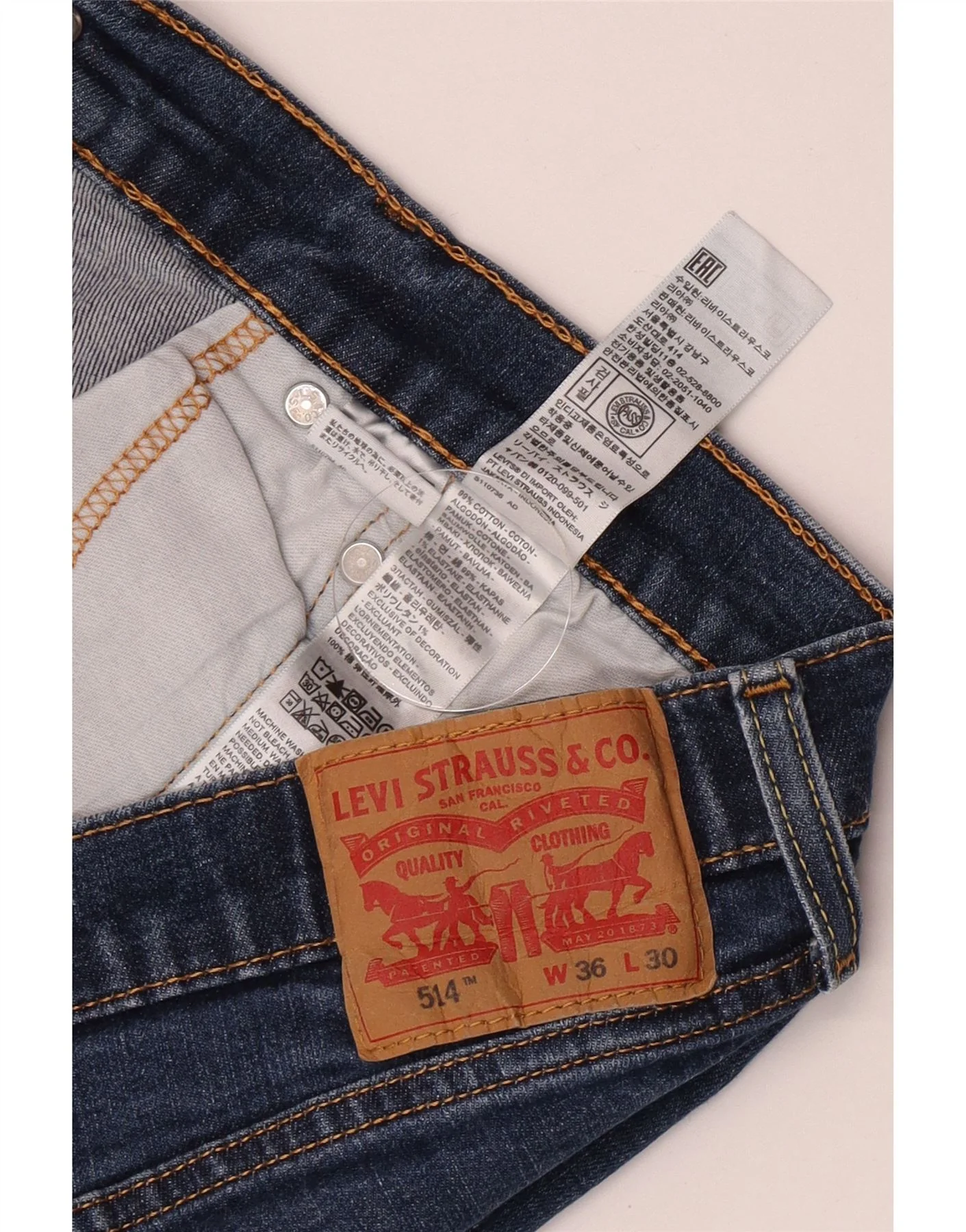 Levi's Mens 514 Straight Jeans W36 L27 Blue Cotton - Image 3