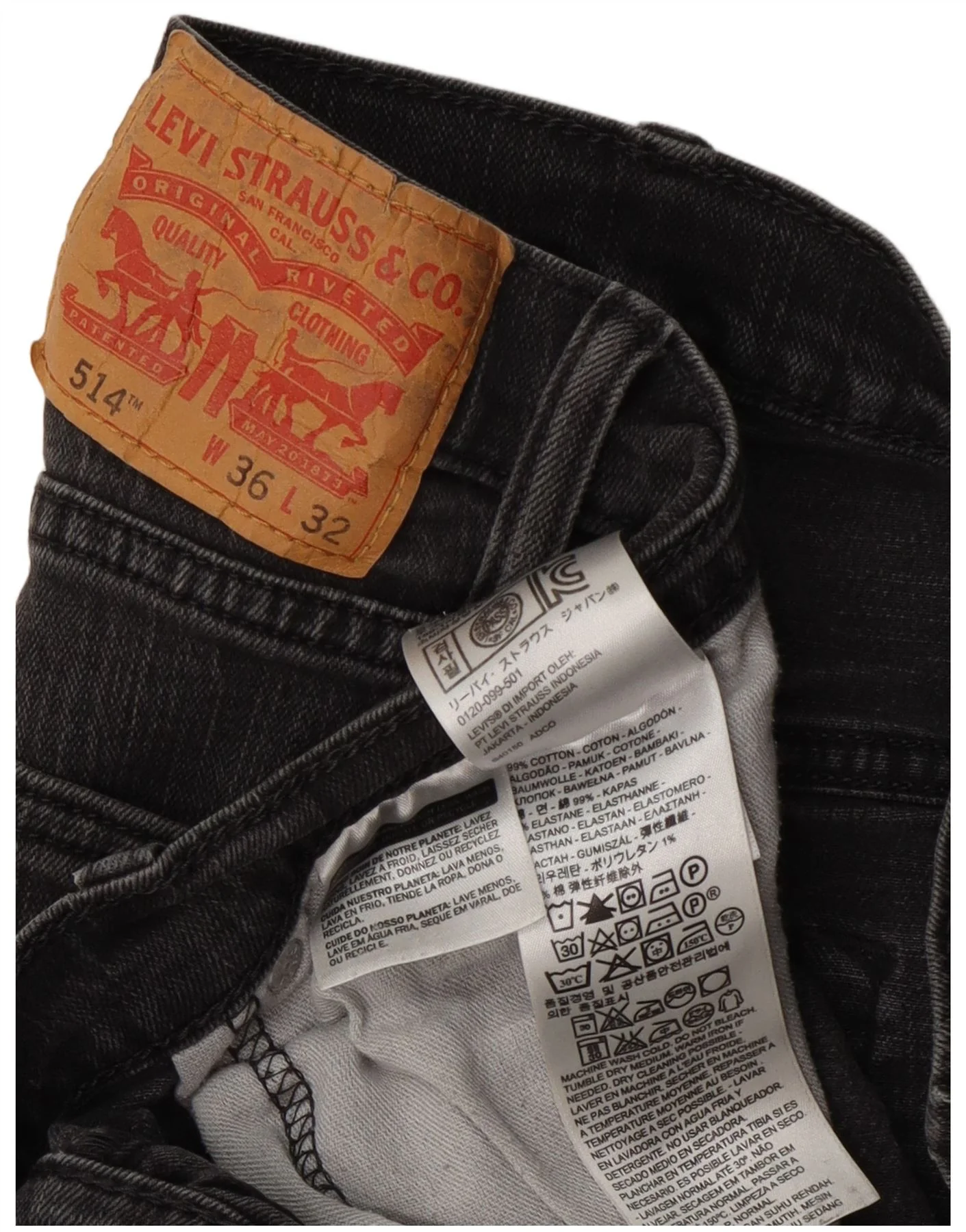 Levi's Mens 514 Straight Jeans W36 L32 Grey Cotton - Image 4