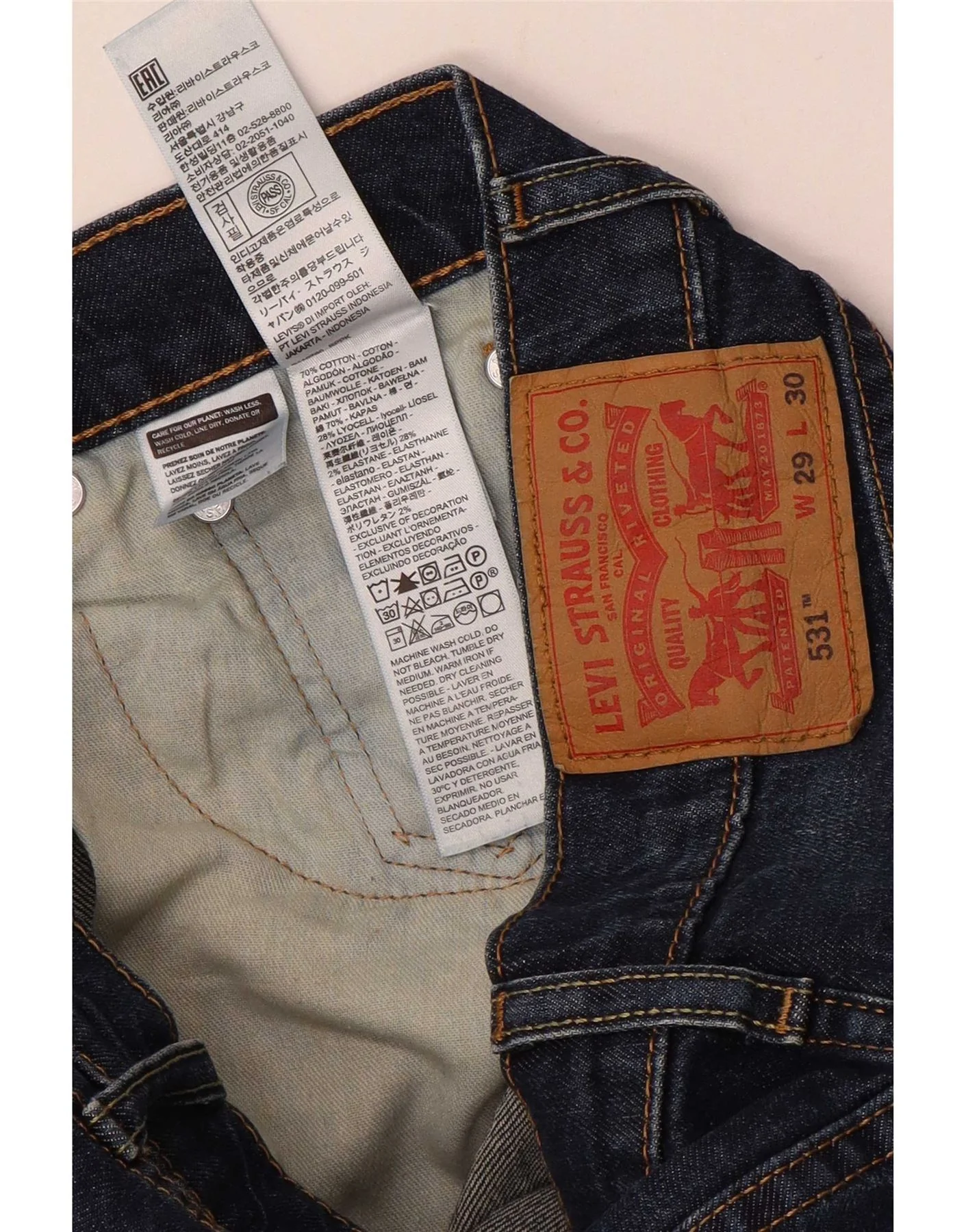 Levi's Mens 531 Straight Jeans W29 L30 Blue Cotton - Image 3