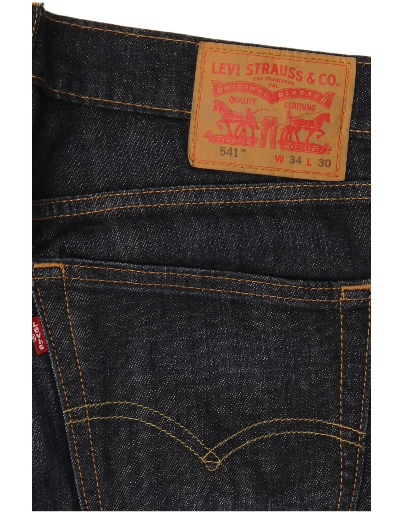 Levi's Mens 541 Straight Jeans W34 L30 Navy Blue Cotton - Image 3