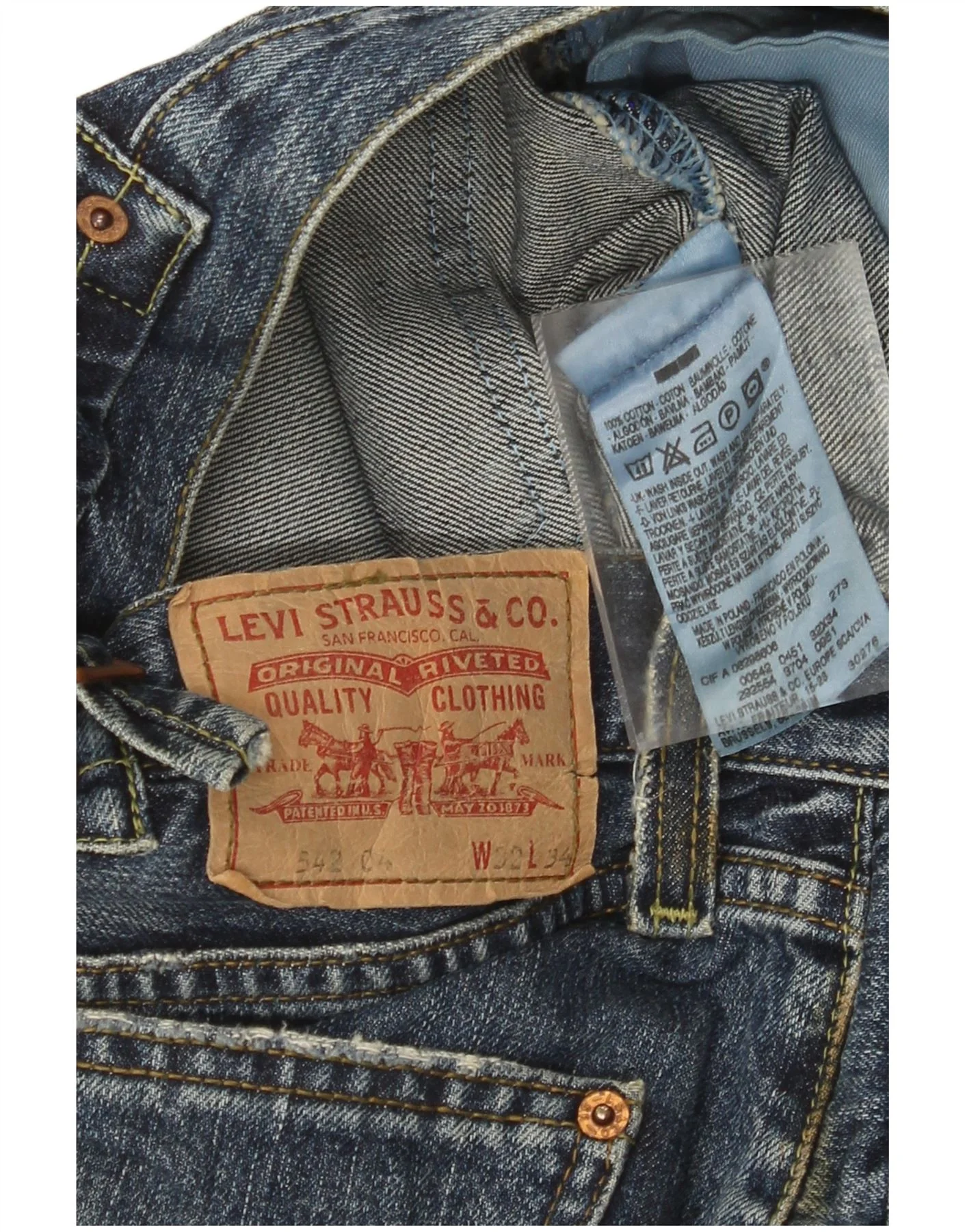 Levi's Mens 542 Distressed Bootcut Jeans W32 L34 Blue Cotton - Image 4