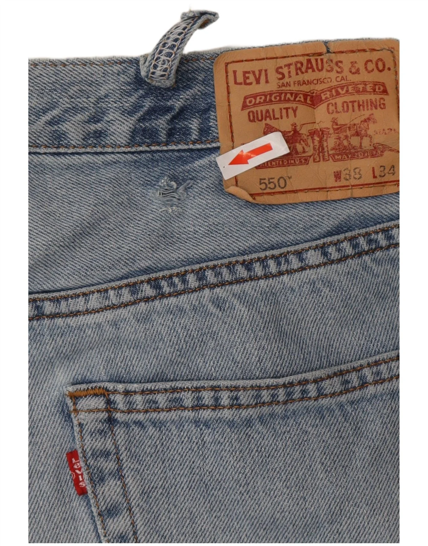 Levi's Mens 550 Distressed Relaxed Fit Cropped Jeans W38 L26 Blue Cotton - Image 4