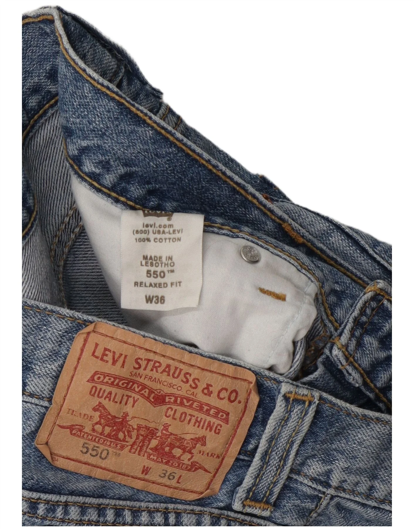 Levi's Mens 550 Relaxed Fit Denim Shorts W36 Large Blue Cotton - Image 4
