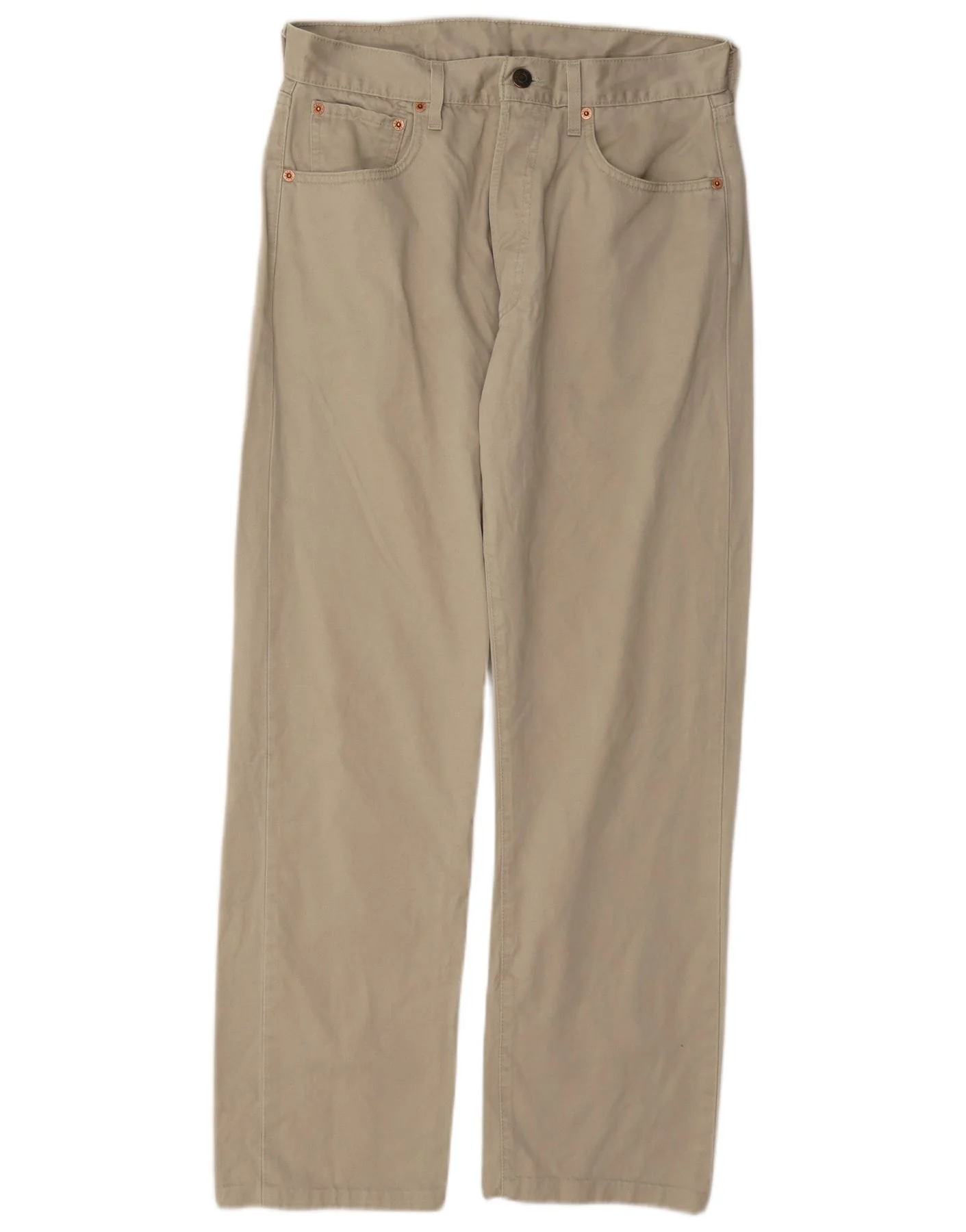 Levi's Mens 551 Straight Loose Fit Casual Trousers W32 L29 Beige Cotton