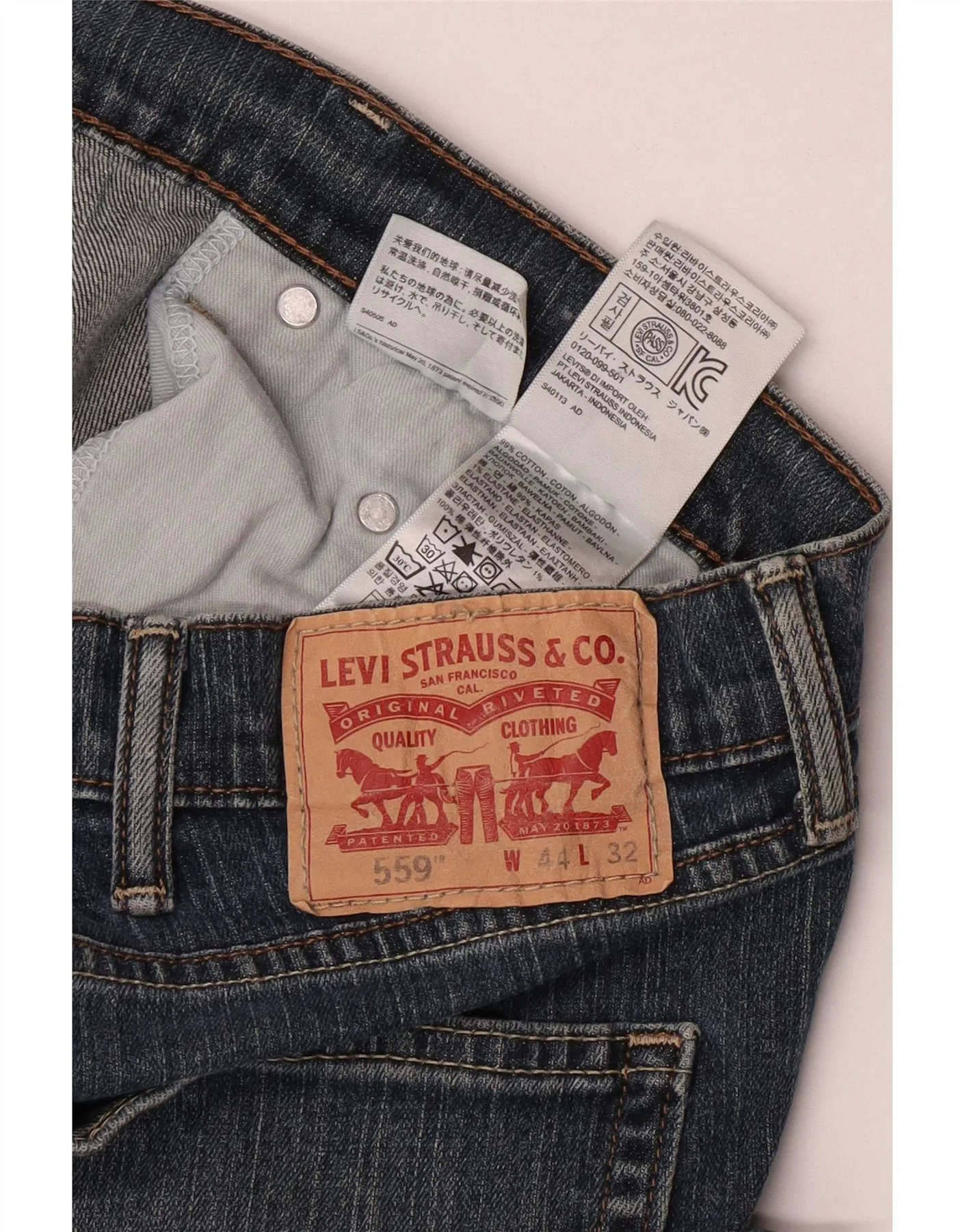 Levi's Mens 559 Relaxed Fit Straight Jeans W44 L27 Blue Cotton - Image 3