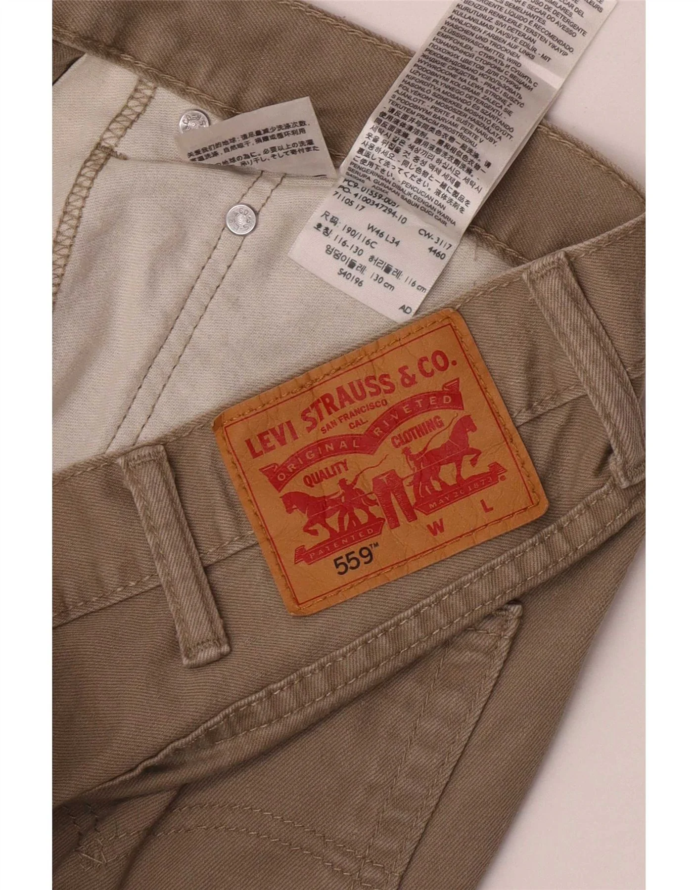 Levi's Mens 559 Straight Casual Trousers W46 L31 Khaki Cotton - Image 4