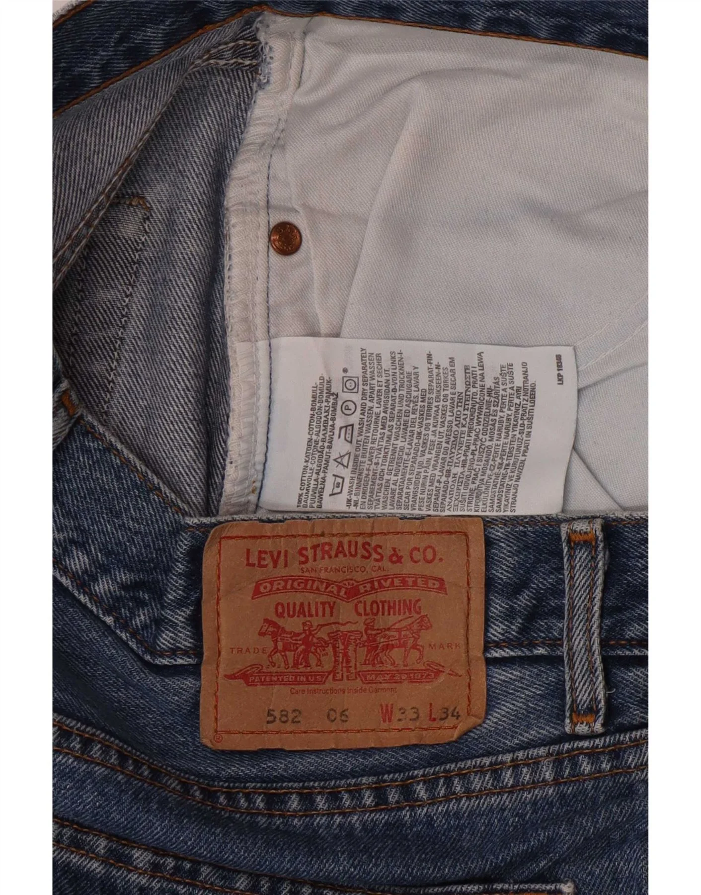 Levi's Mens 582 Straight Jeans W33 L28 Blue Cotton - Image 3