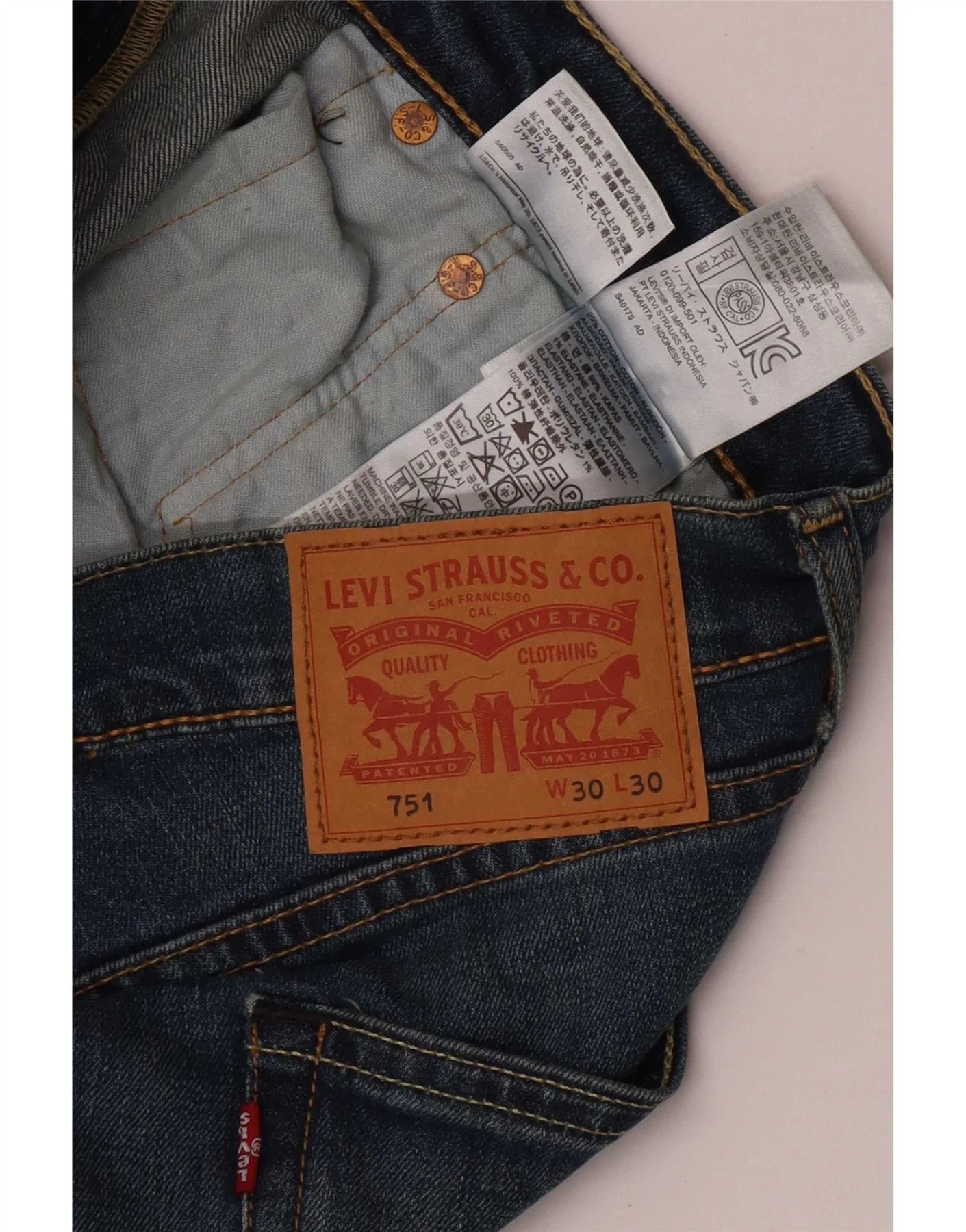 Levi's Mens 751 Straight Jeans W30 L30 Blue Cotton - Image 3
