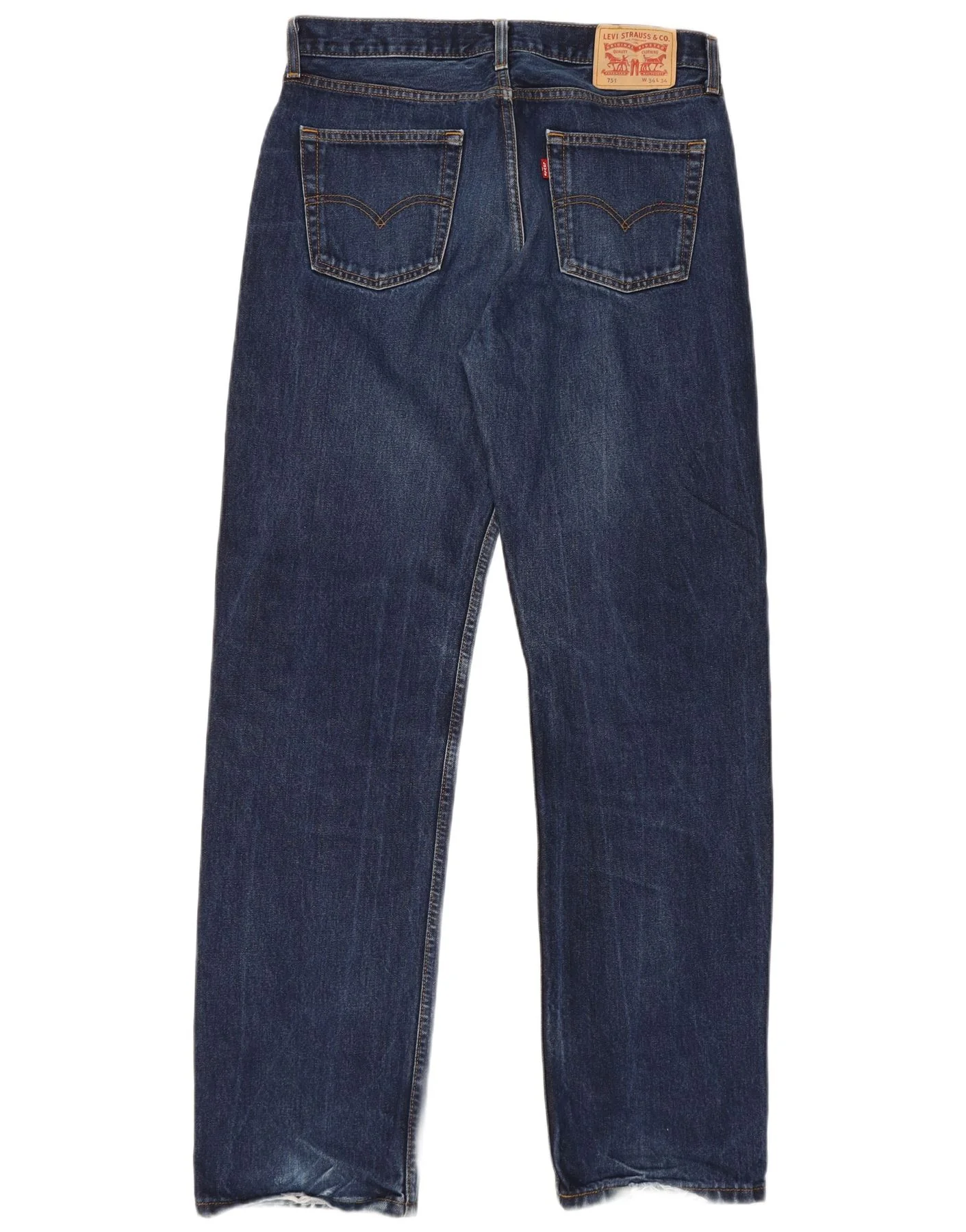 Levi's Mens 751 Straight Jeans W34 L34 Navy Blue Cotton - Image 2