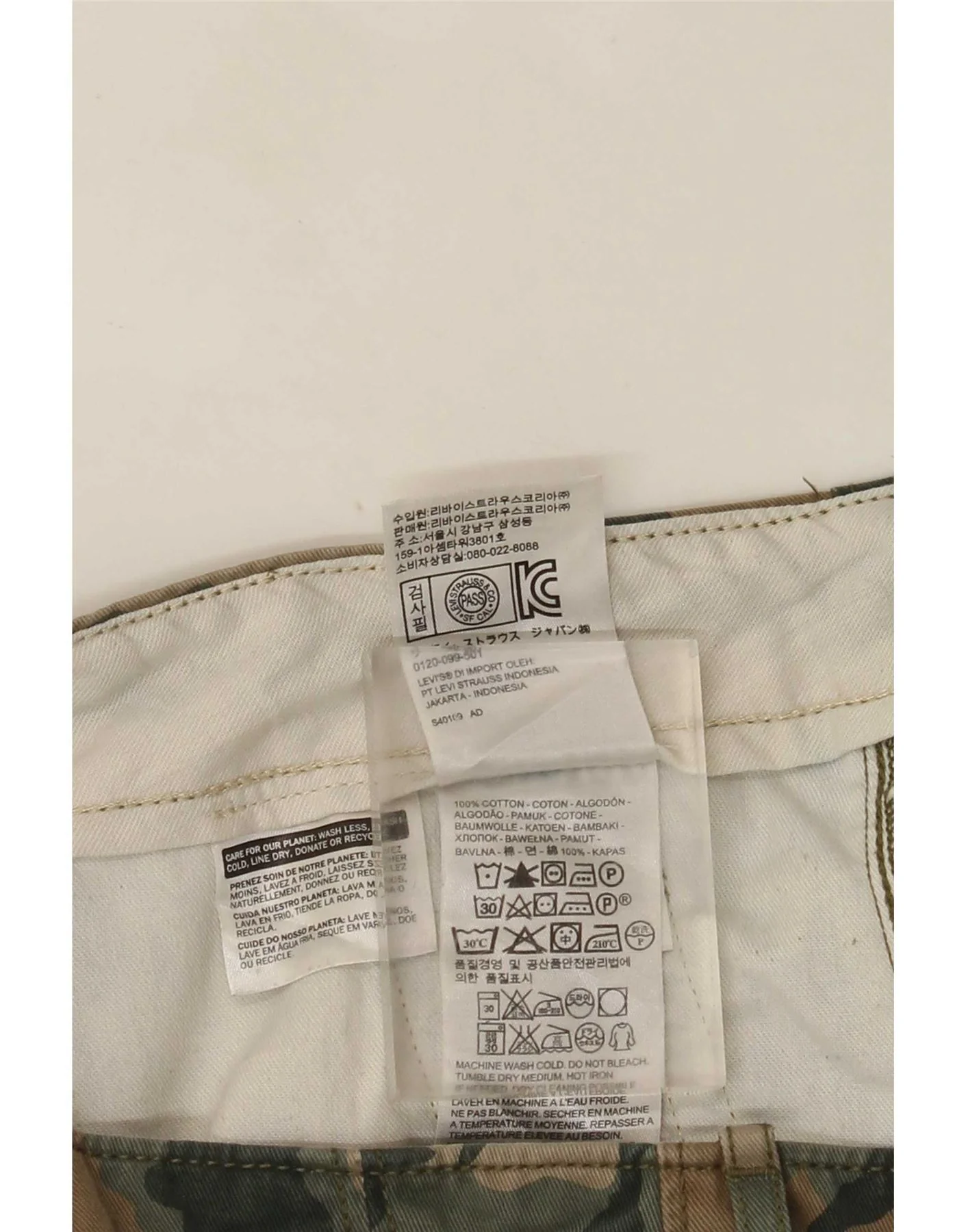 Levi's Mens Cargo Shorts W40 XL Khaki Camouflage Cotton - Image 4