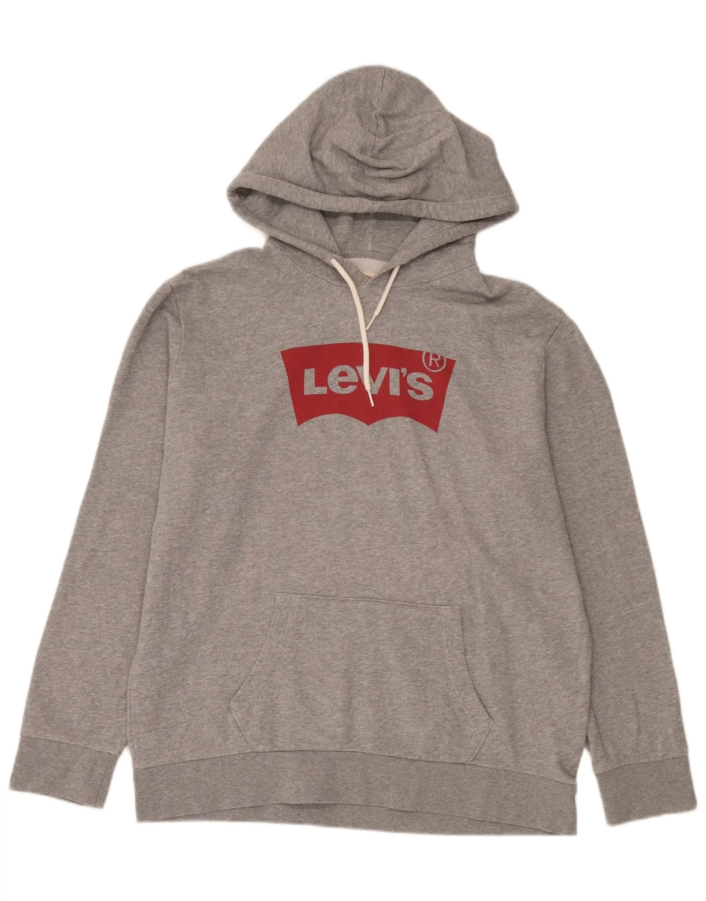 Levi's Mens Graphic Hoodie Jumper Large Grey Cotton