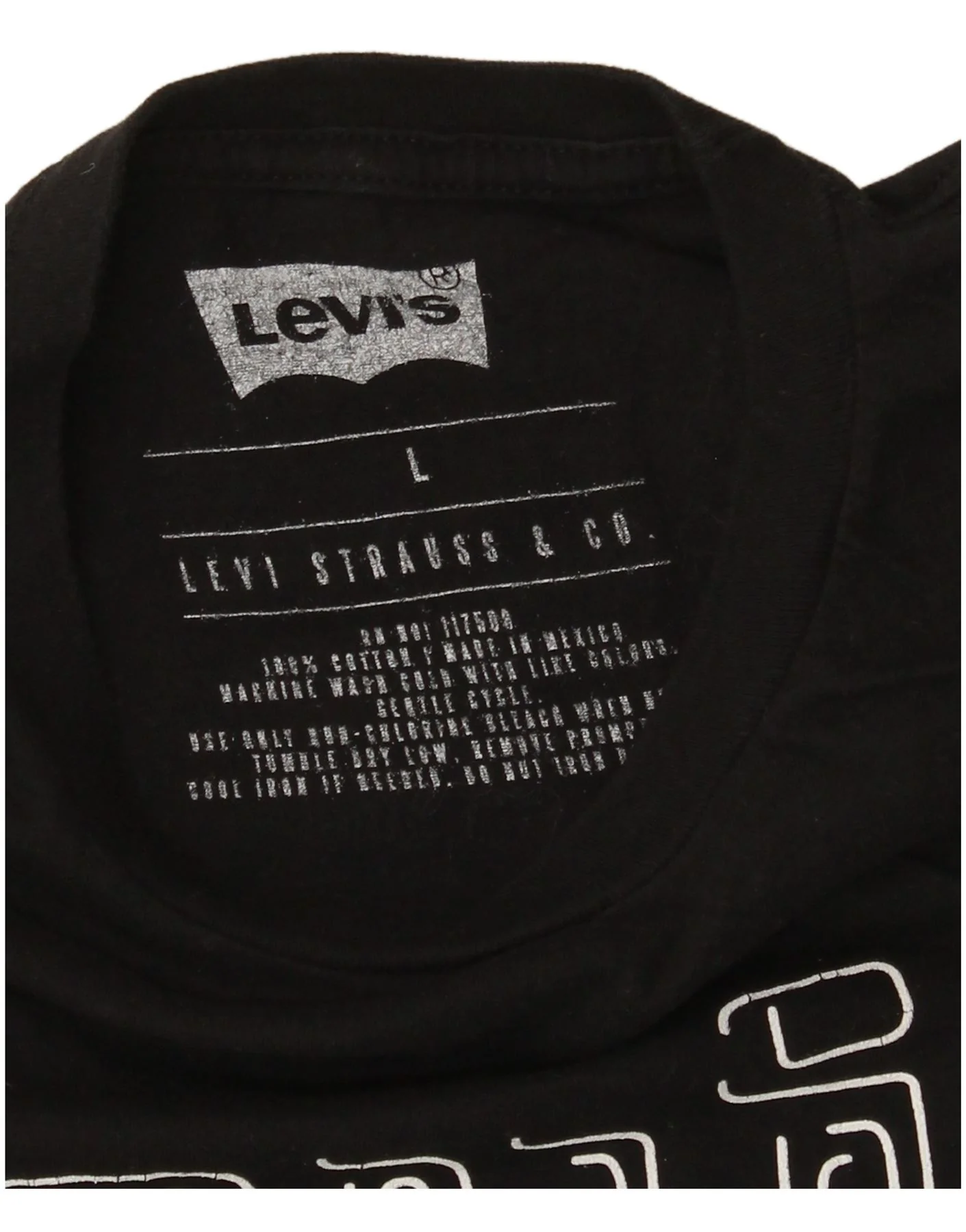 Levi's Mens Graphic T-Shirt Top Large Black Cotton - Image 3