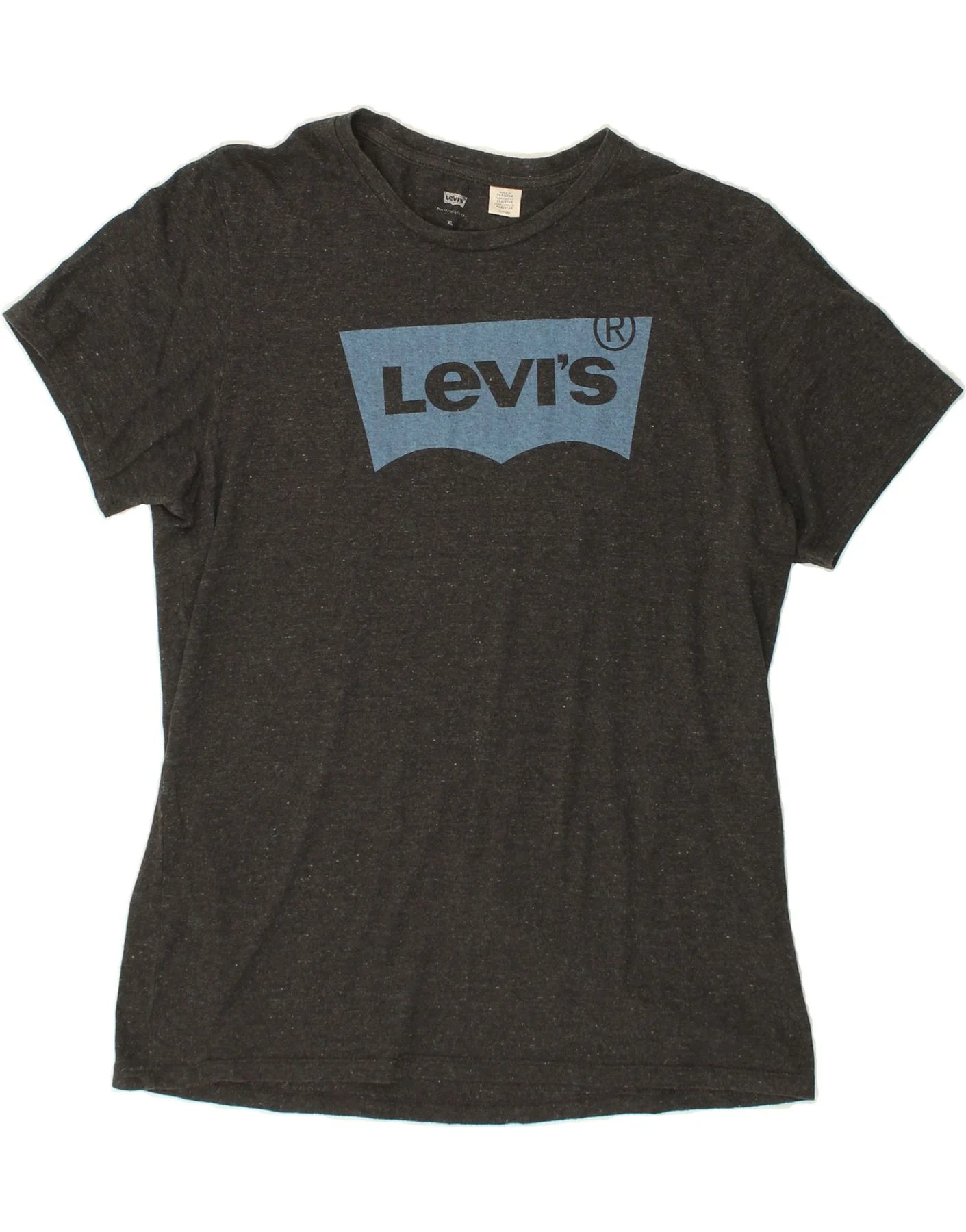 LEVI'S Mens Graphic T-Shirt Top XL Grey Flecked Cotton