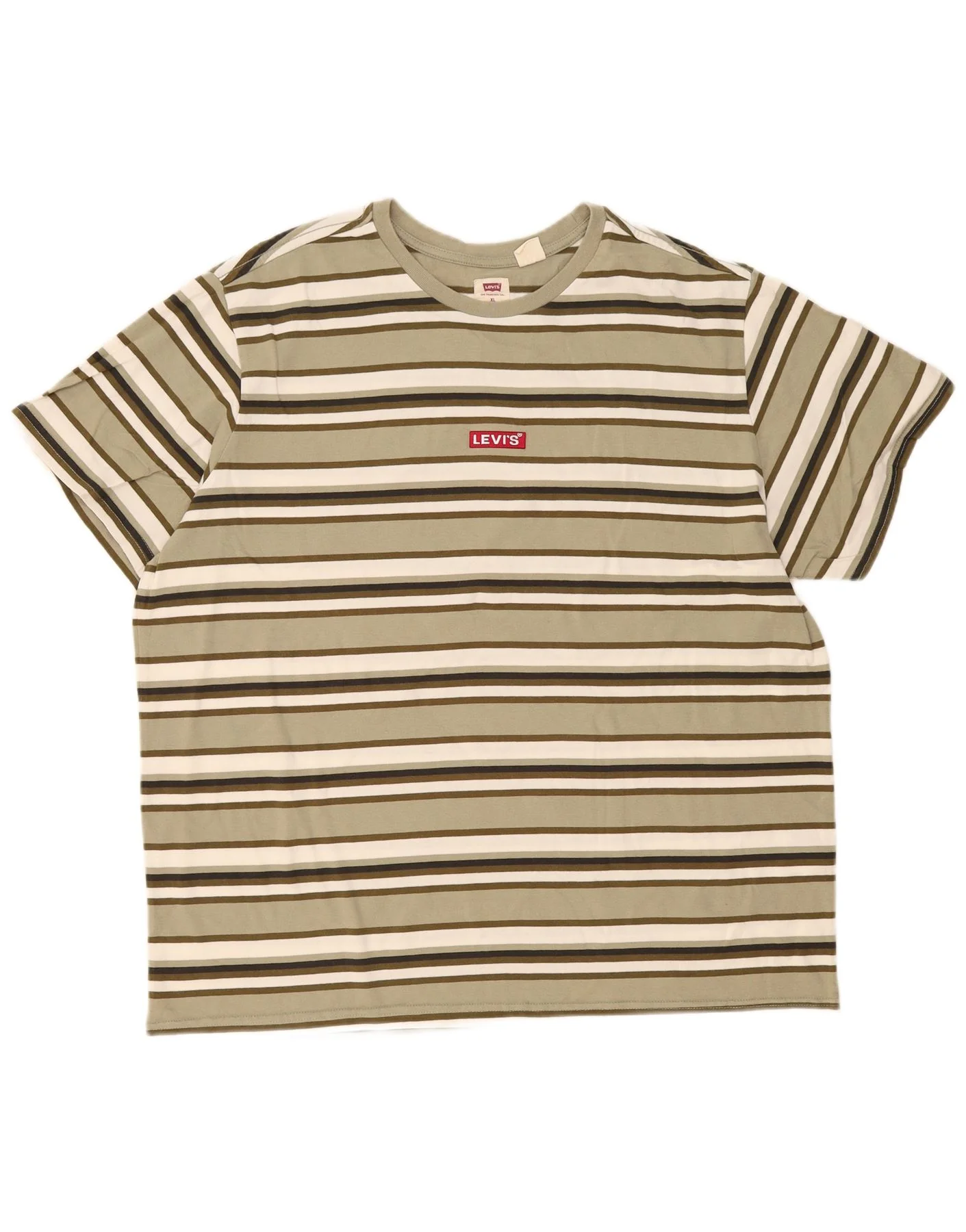 Levi's Mens Graphic T-Shirt Top XL Khaki Striped Cotton