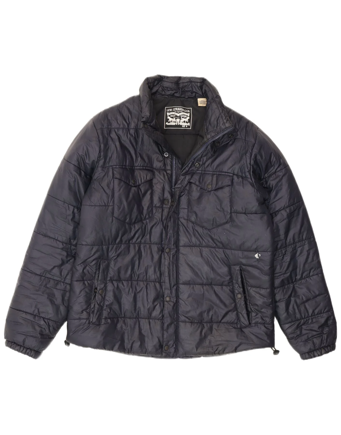 Levi's Mens Padded Jacket UK 38 Medium Navy Blue Polyester