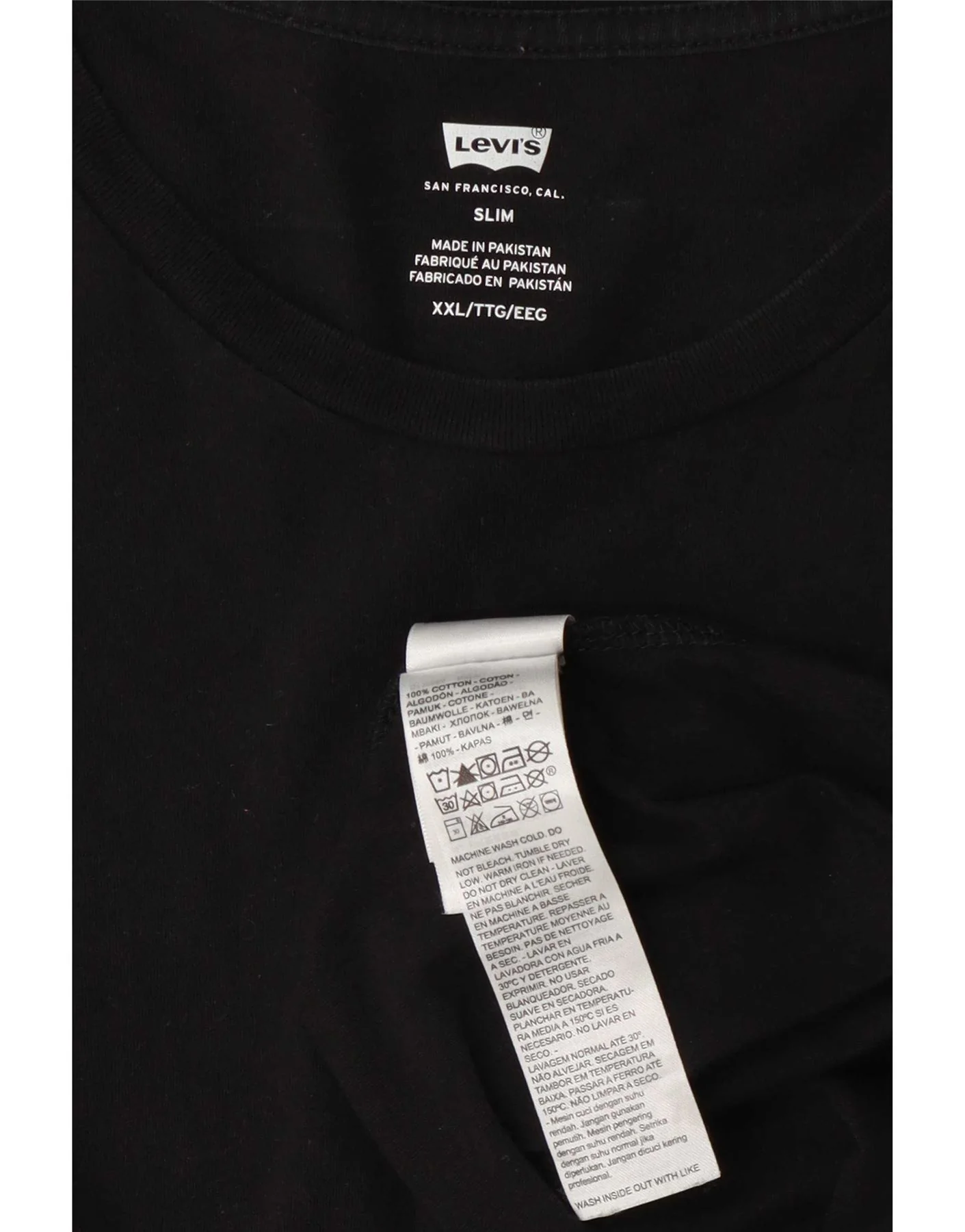 Levi's Mens Slim Fit Graphic T-Shirt Top 2XL Black Cotton - Image 3