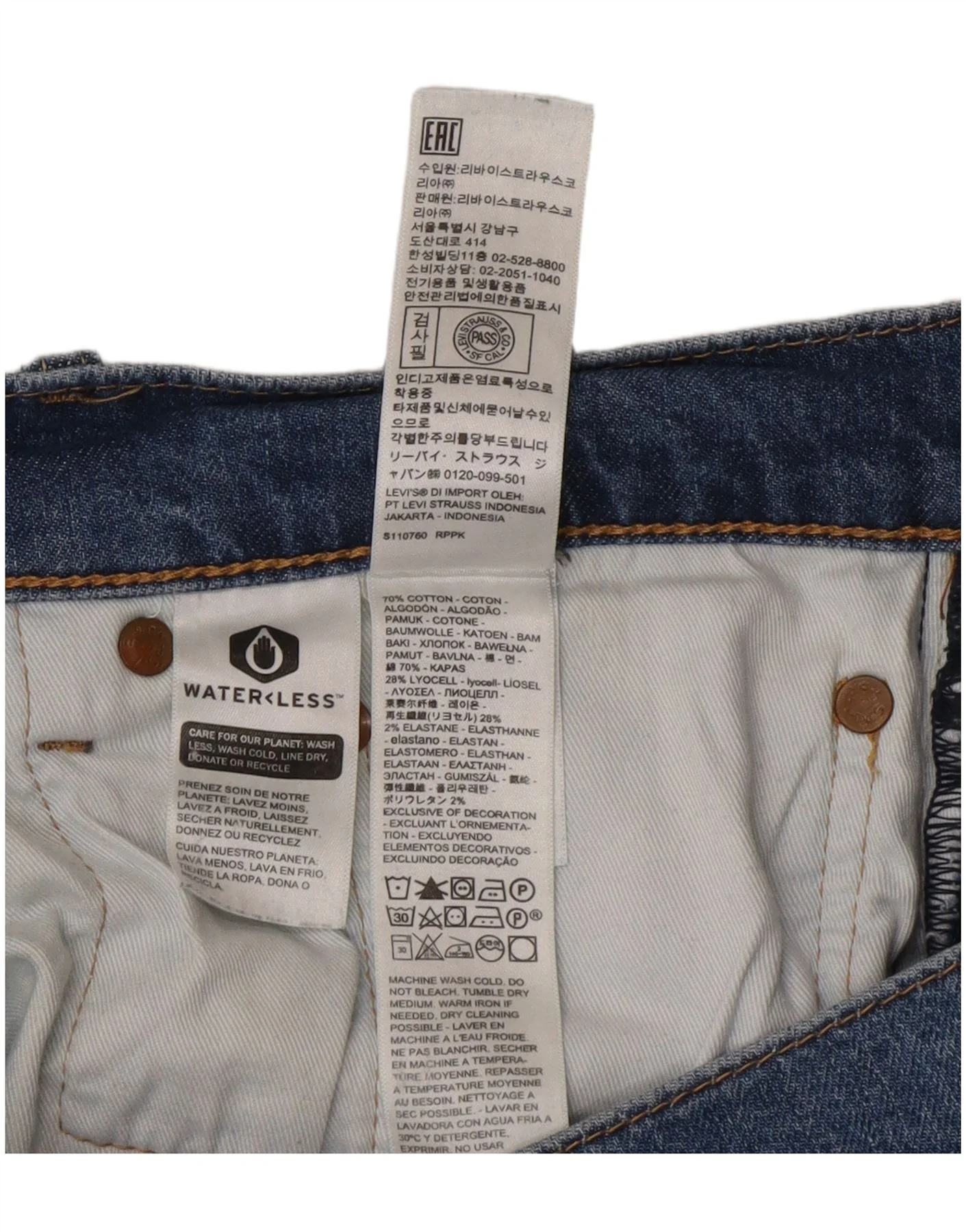 Levi's Mens Slim Jeans W32 L30 Blue Cotton - Image 3