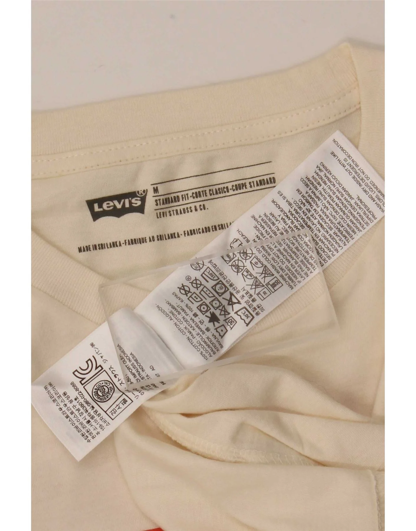 Levi's Mens Standard Fit Graphic Top Long Sleeve Medium Off White Geometric - Image 3
