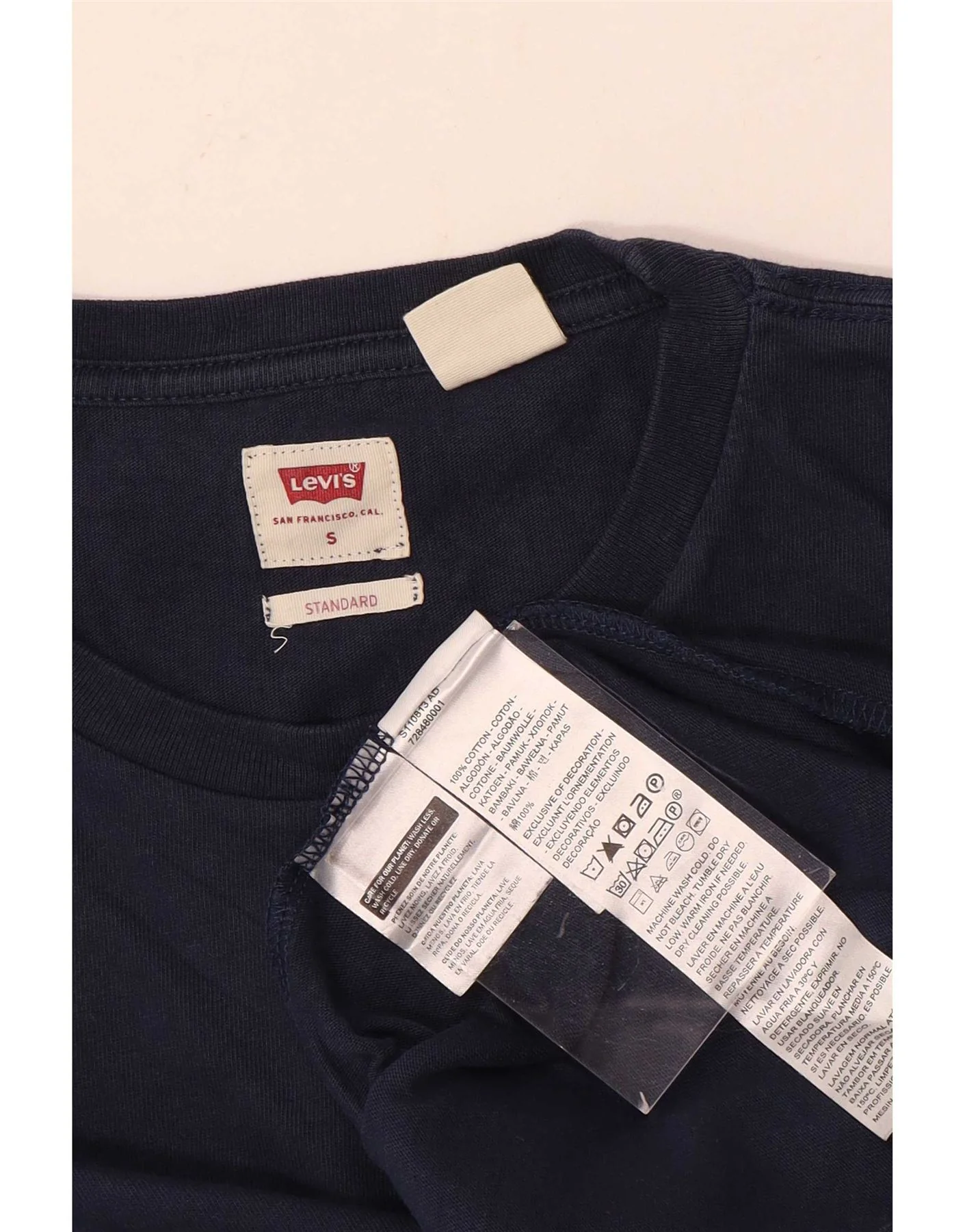 Levi's Mens Standard Fit Top Long Sleeve Small Navy Blue Cotton - Image 3
