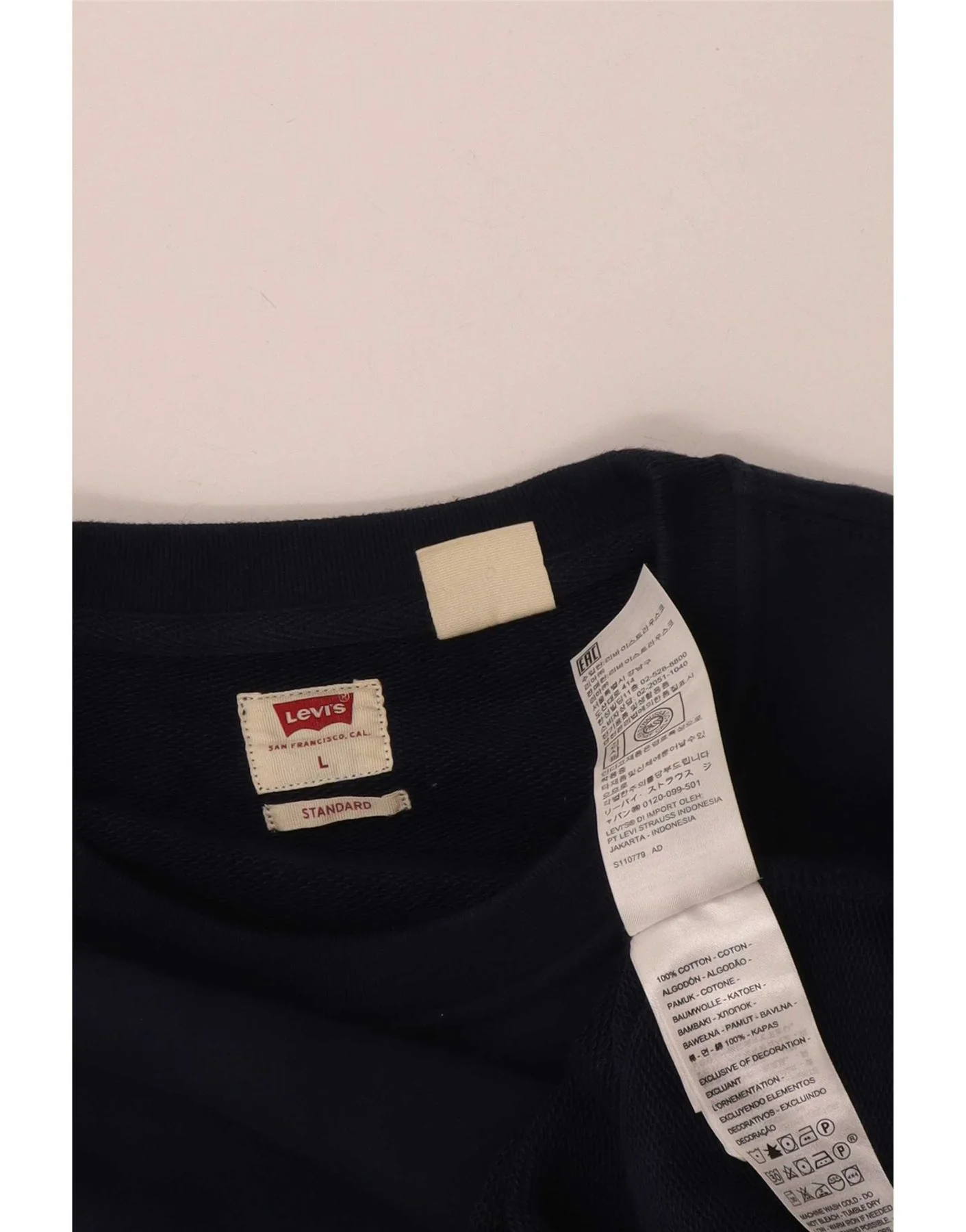 Levi's Mens Standard Sweatshirt Jumper Large Navy Blue Cotton - Image 3