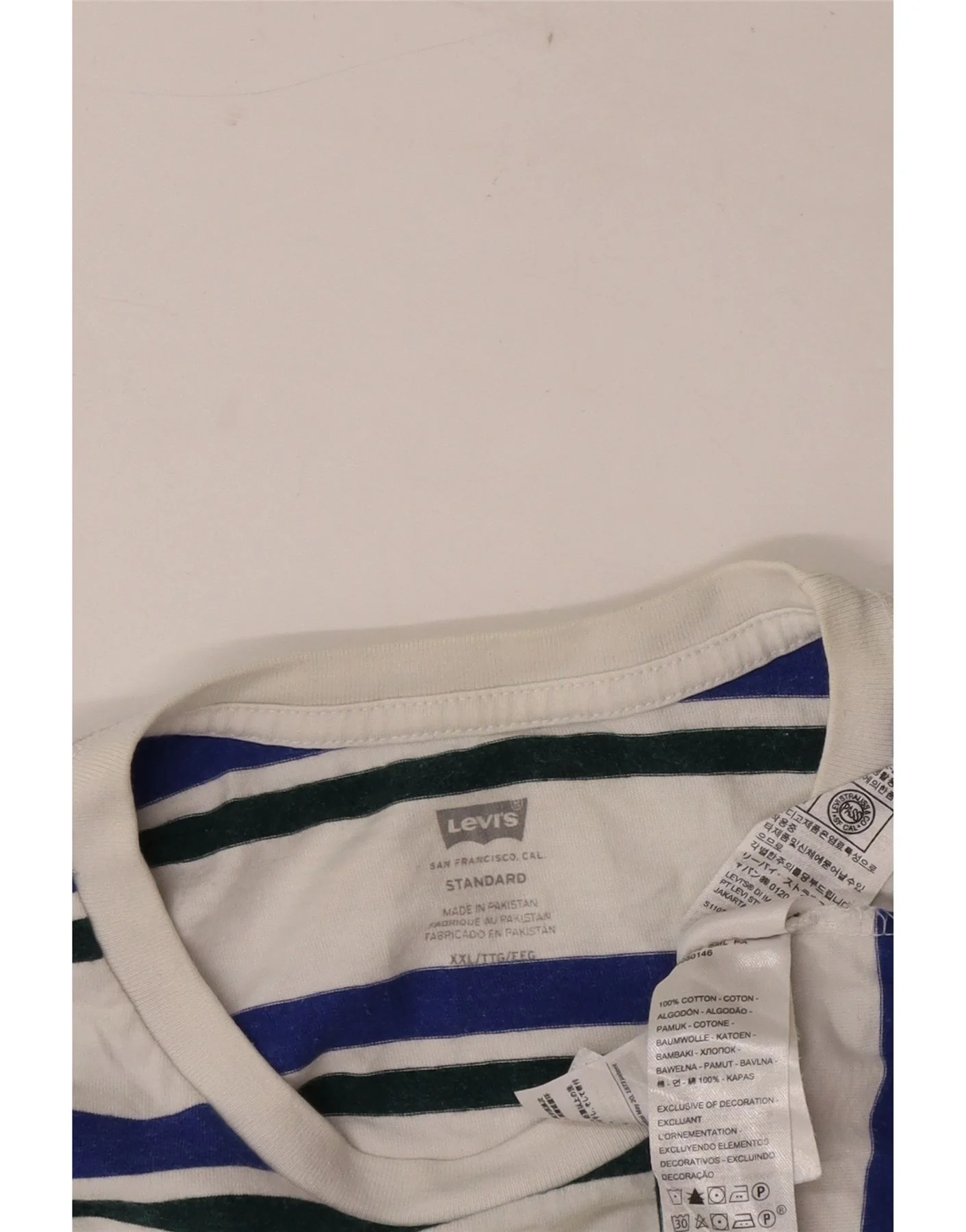Levi's Mens Standard T-Shirt Top 2XL White Striped Cotton - Image 4