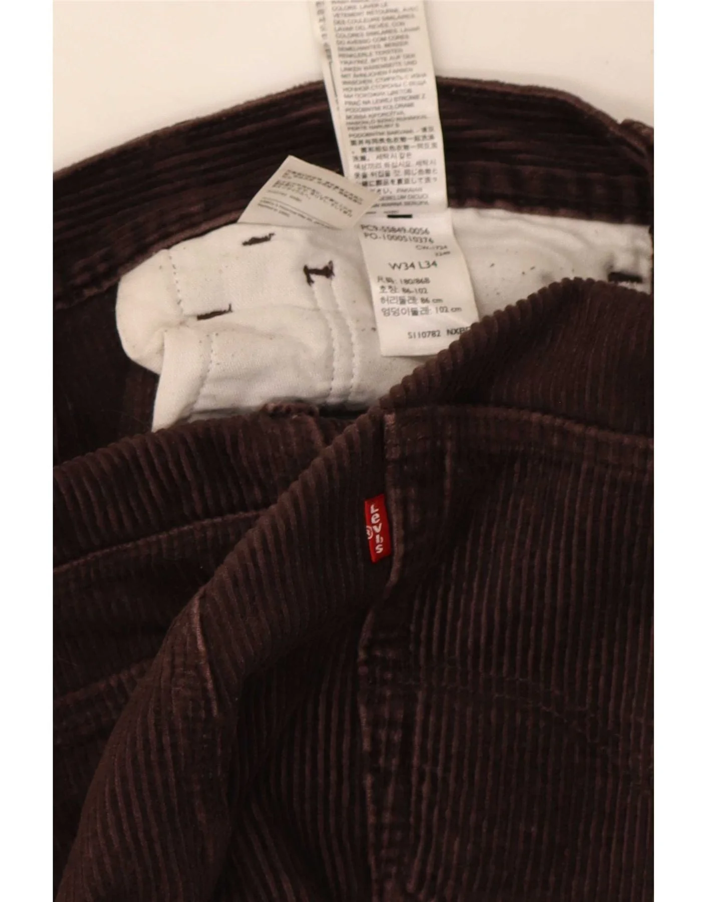 Levi's Mens Straight Cargo Corduroy Trousers W34 L34 Brown Cotton - Image 4