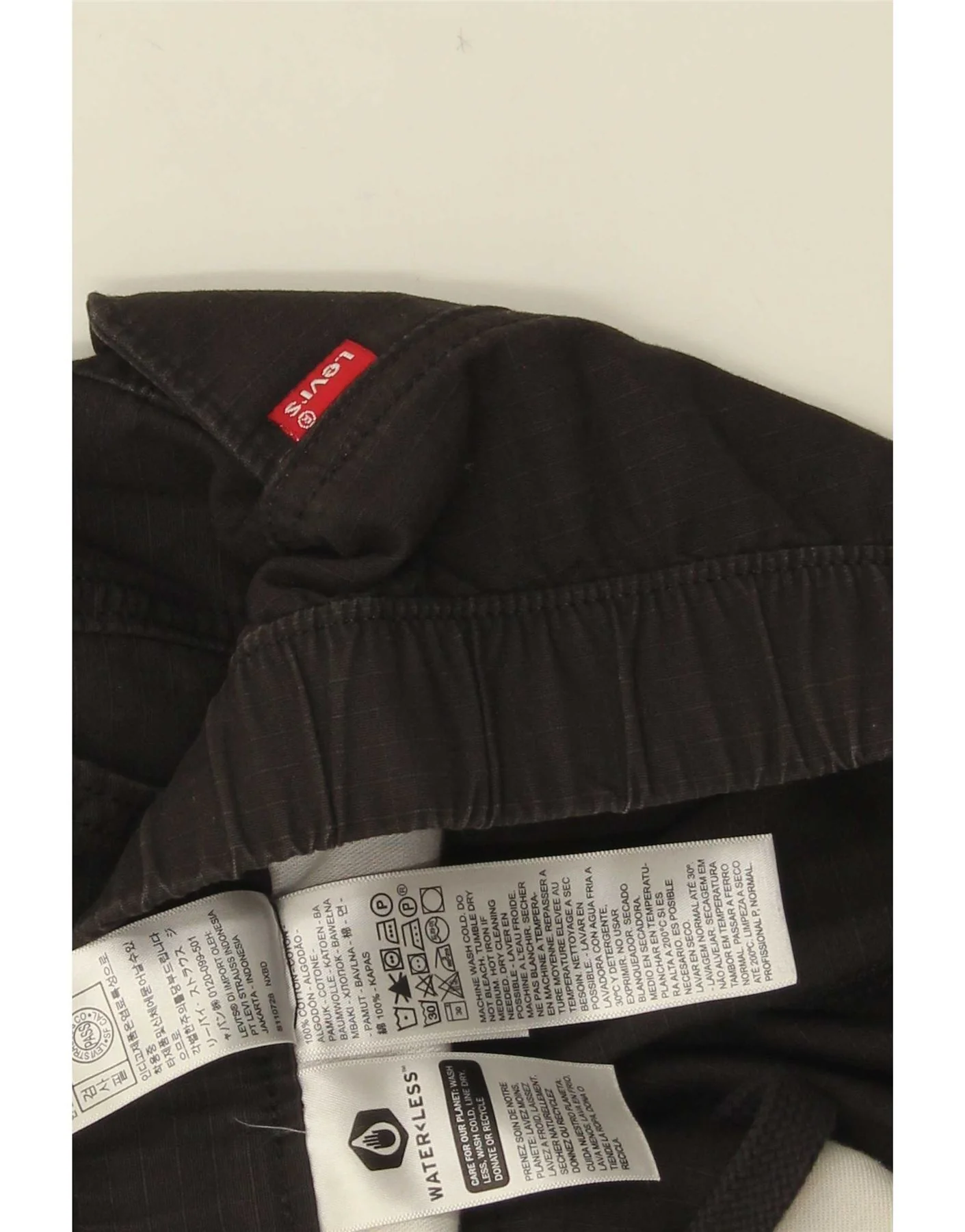 Levi's Mens Straight Cargo Trousers Small W28 L30 Black Cotton - Image 3