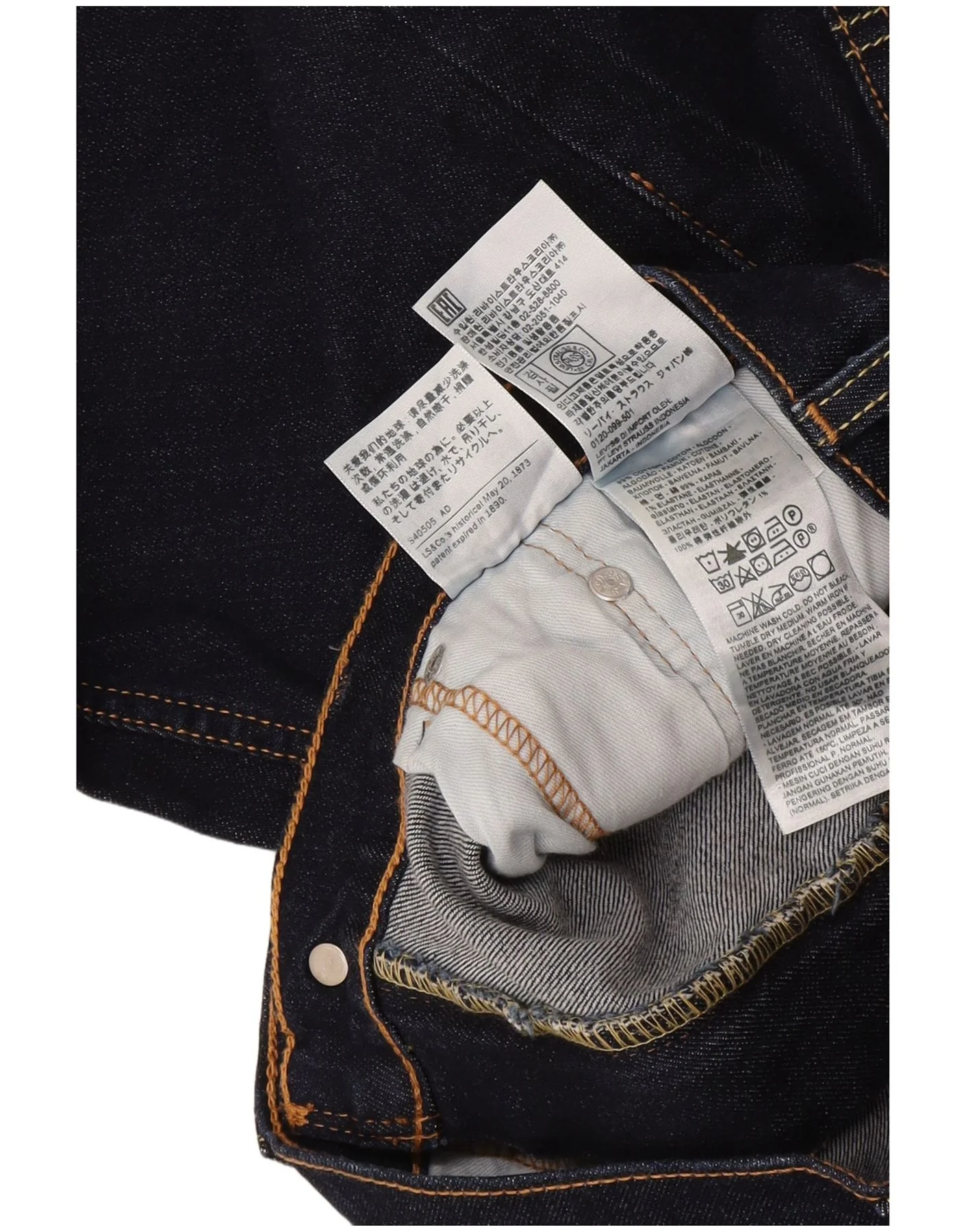 Levi's Mens Straight Jeans W32 L32 Navy Blue Cotton - Image 3