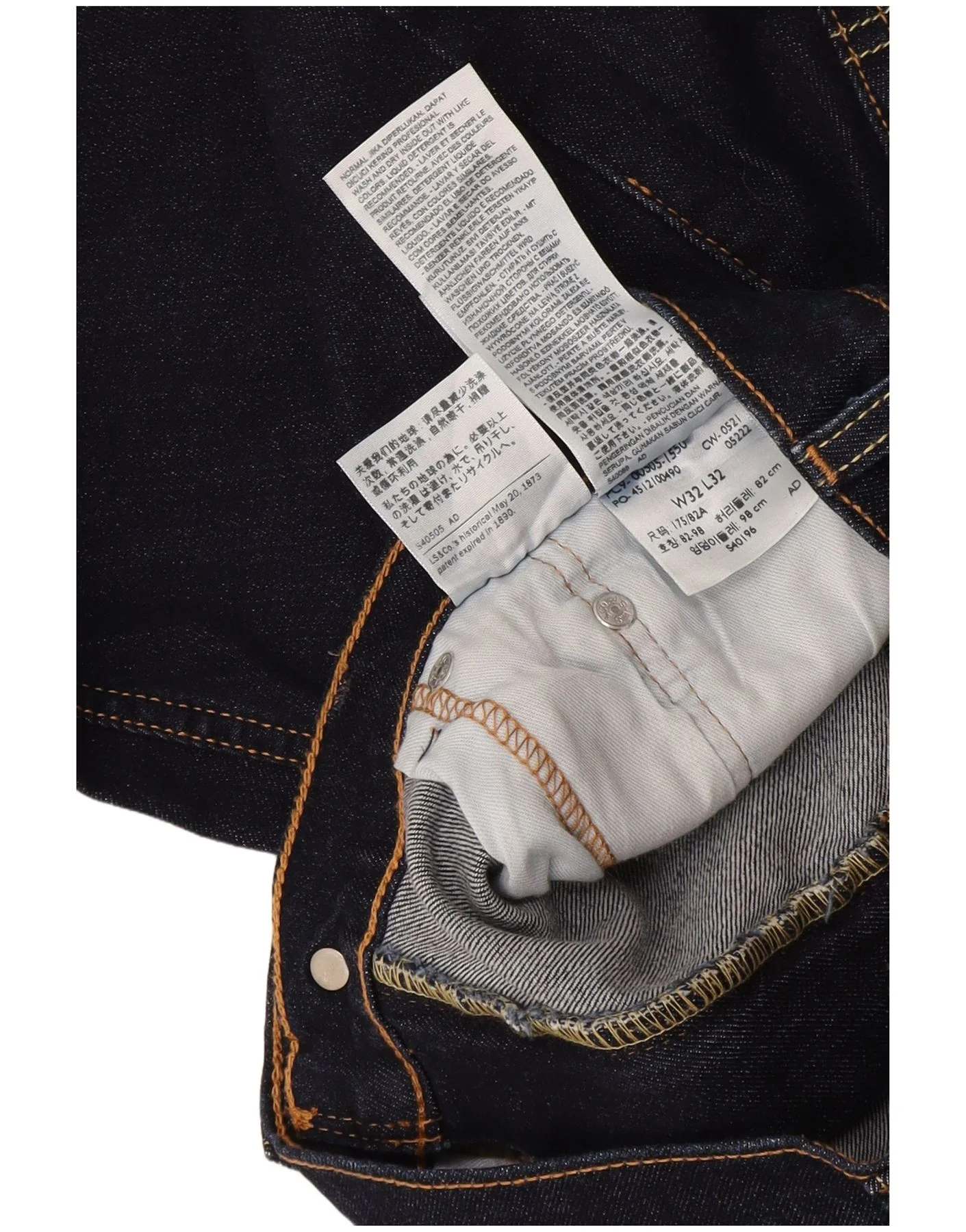 Levi's Mens Straight Jeans W32 L32 Navy Blue Cotton - Image 4