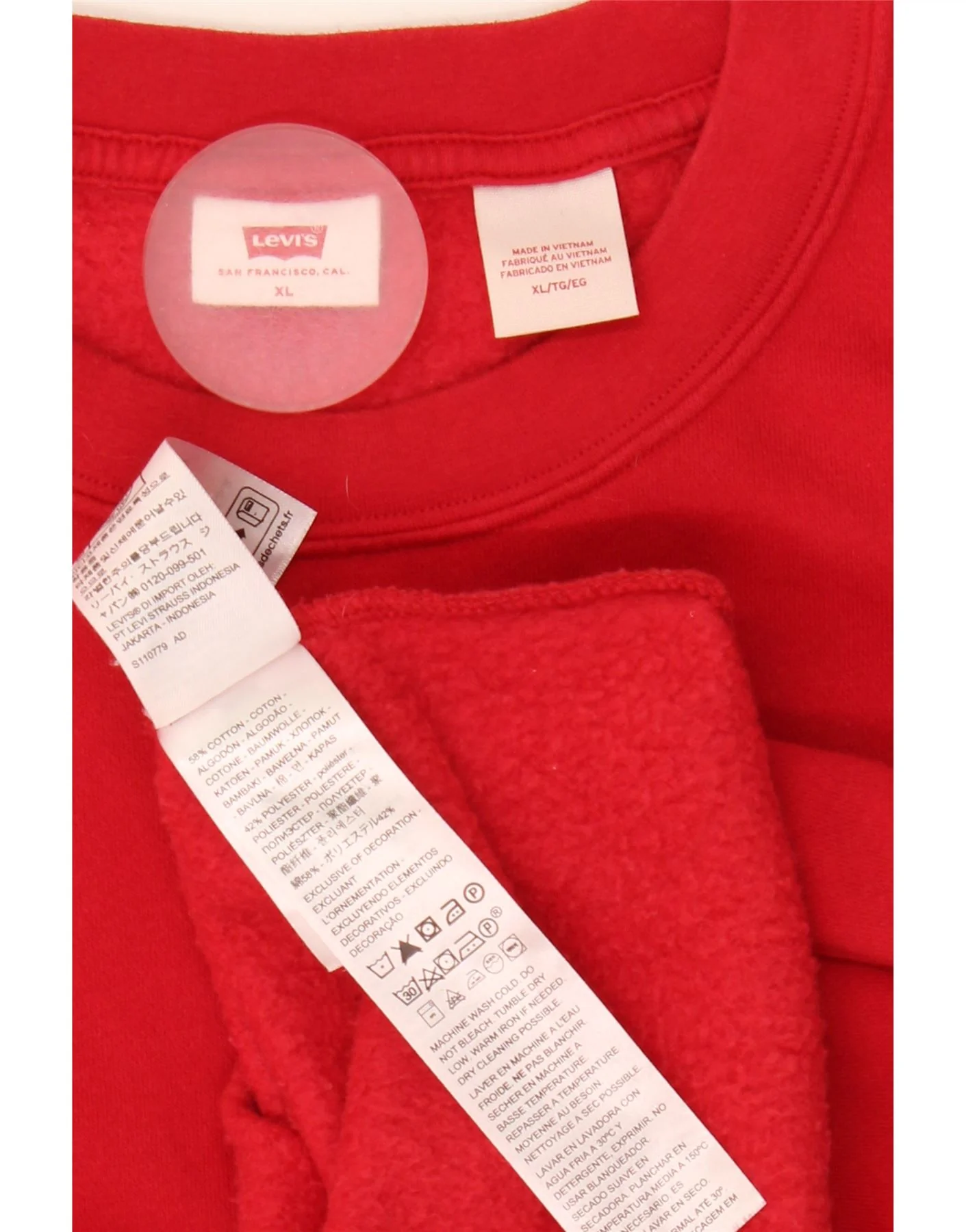 Levi's Mens Sweatshirt Jumper XL Red Cotton - Image 3